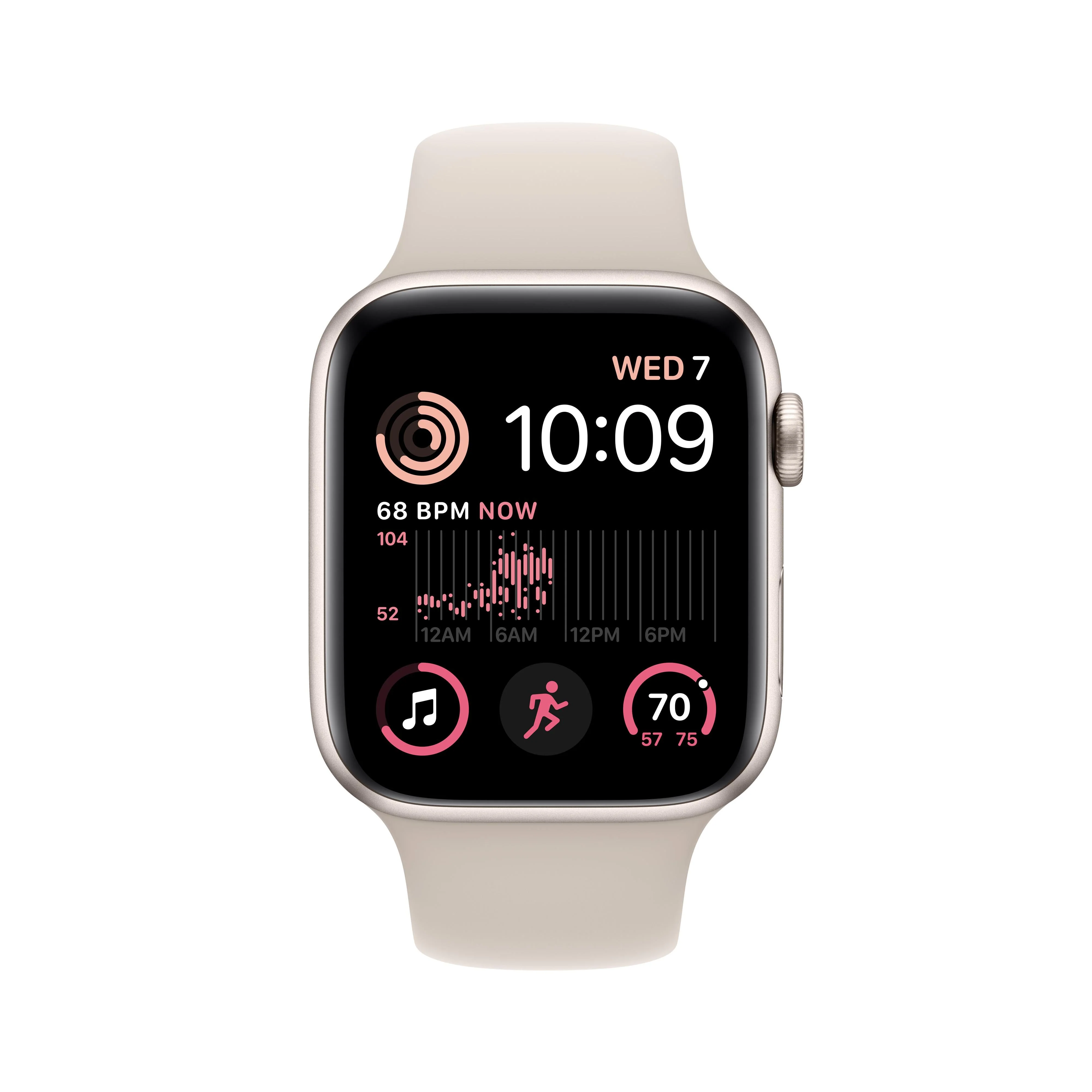 Apple Watch SE GPS 44mm Starlight Aluminium Case with Starlight Sport Band - Regular - Image 2