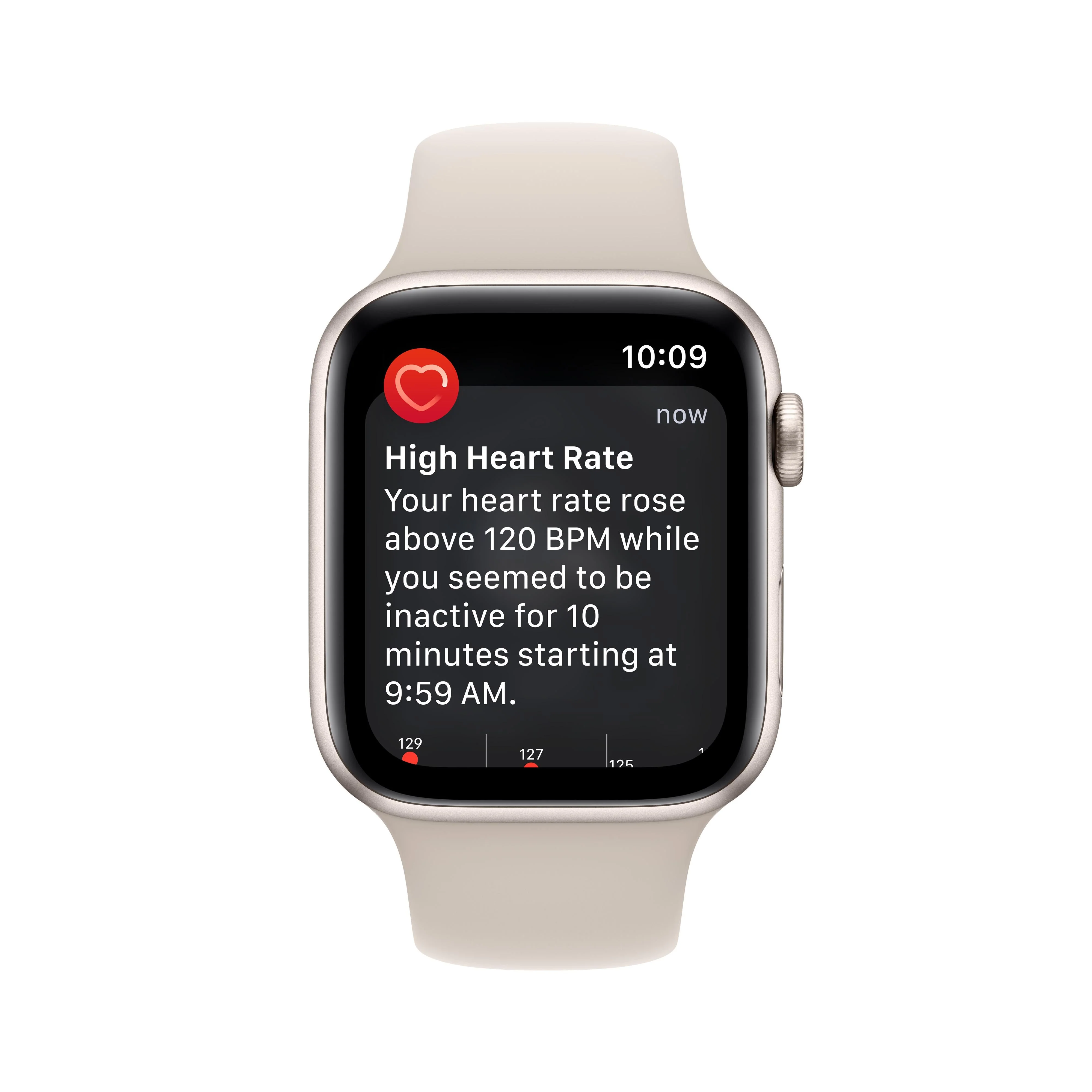 Apple Watch SE GPS 44mm Starlight Aluminium Case with Starlight Sport Band - Regular - Image 6