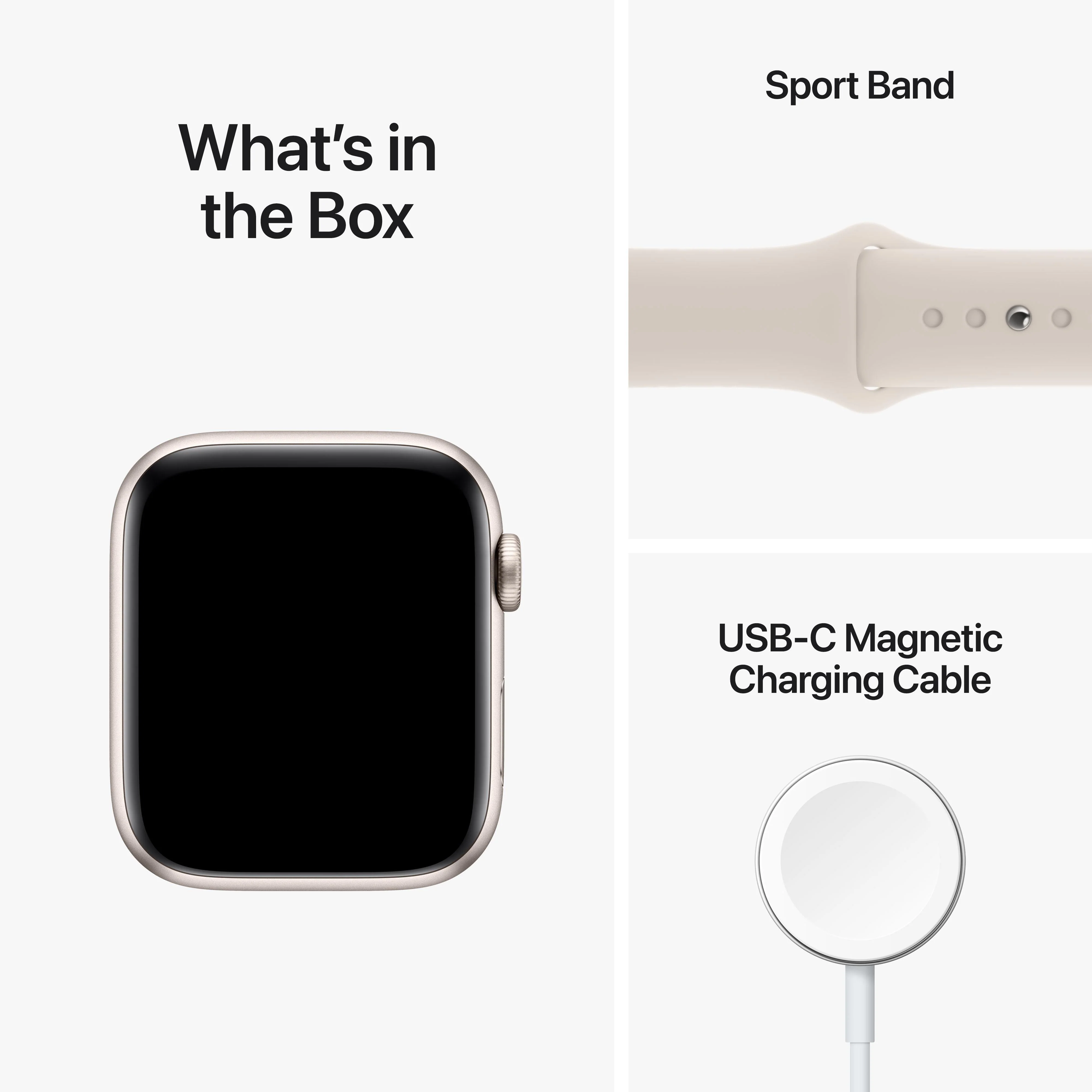 Apple Watch SE GPS 44mm Starlight Aluminium Case with Starlight Sport Band - Regular - Image 9