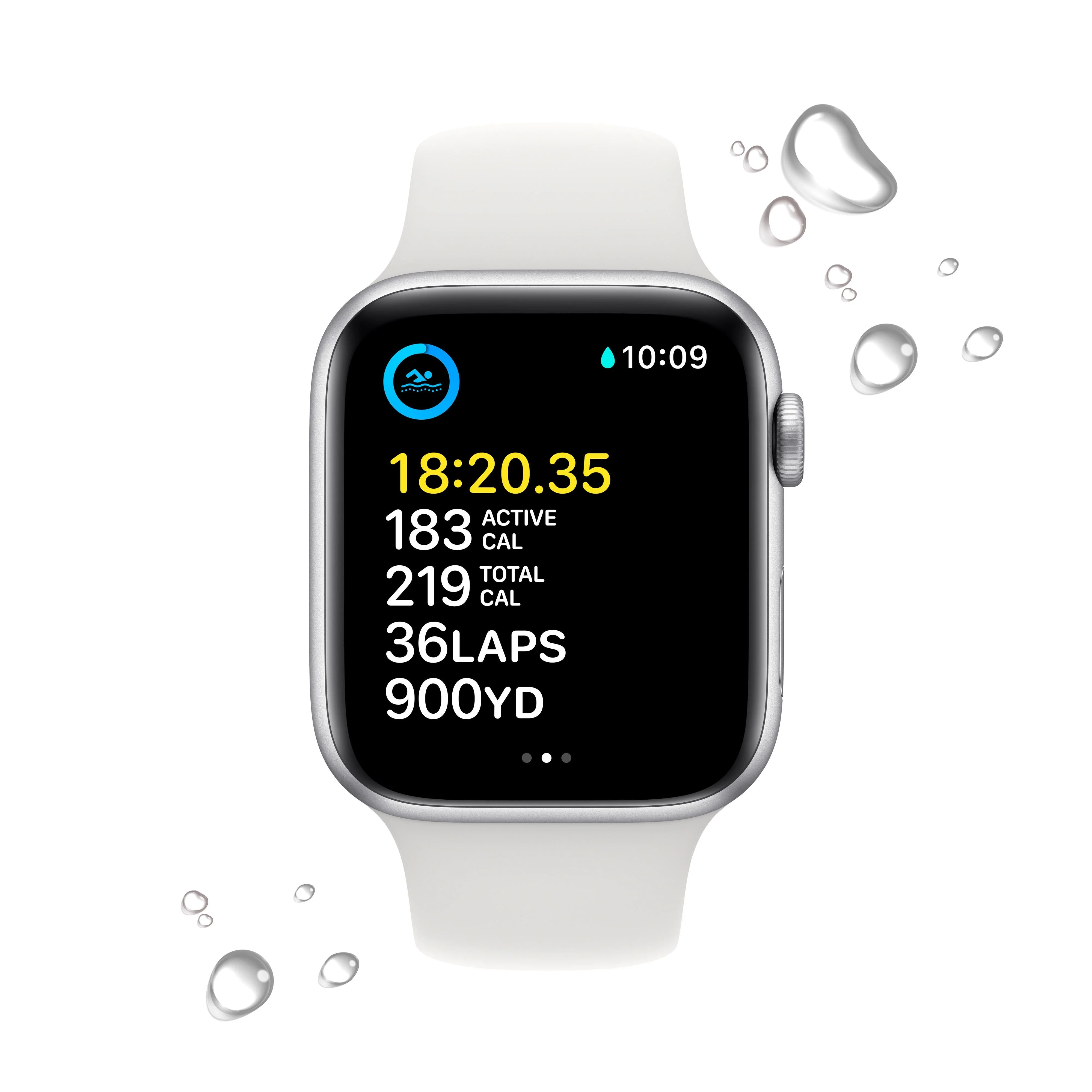 Apple Watch SE GPS 44mm Silver Aluminium Case with White Sport Band - Regular - Image 4