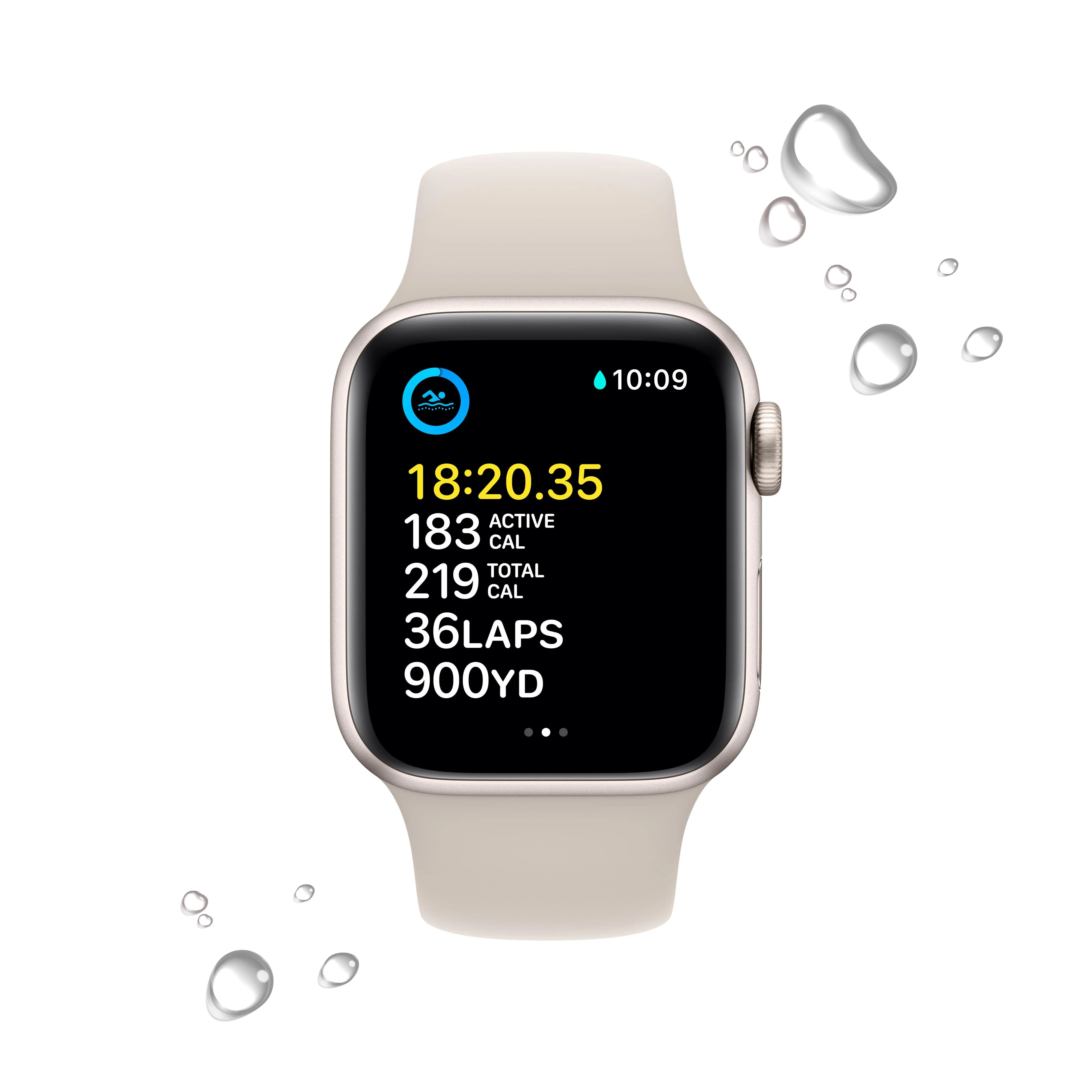 Apple Watch SE GPS + Cellular 40mm Starlight Aluminium Case with Starlight Sport Band - Regular - Image 4