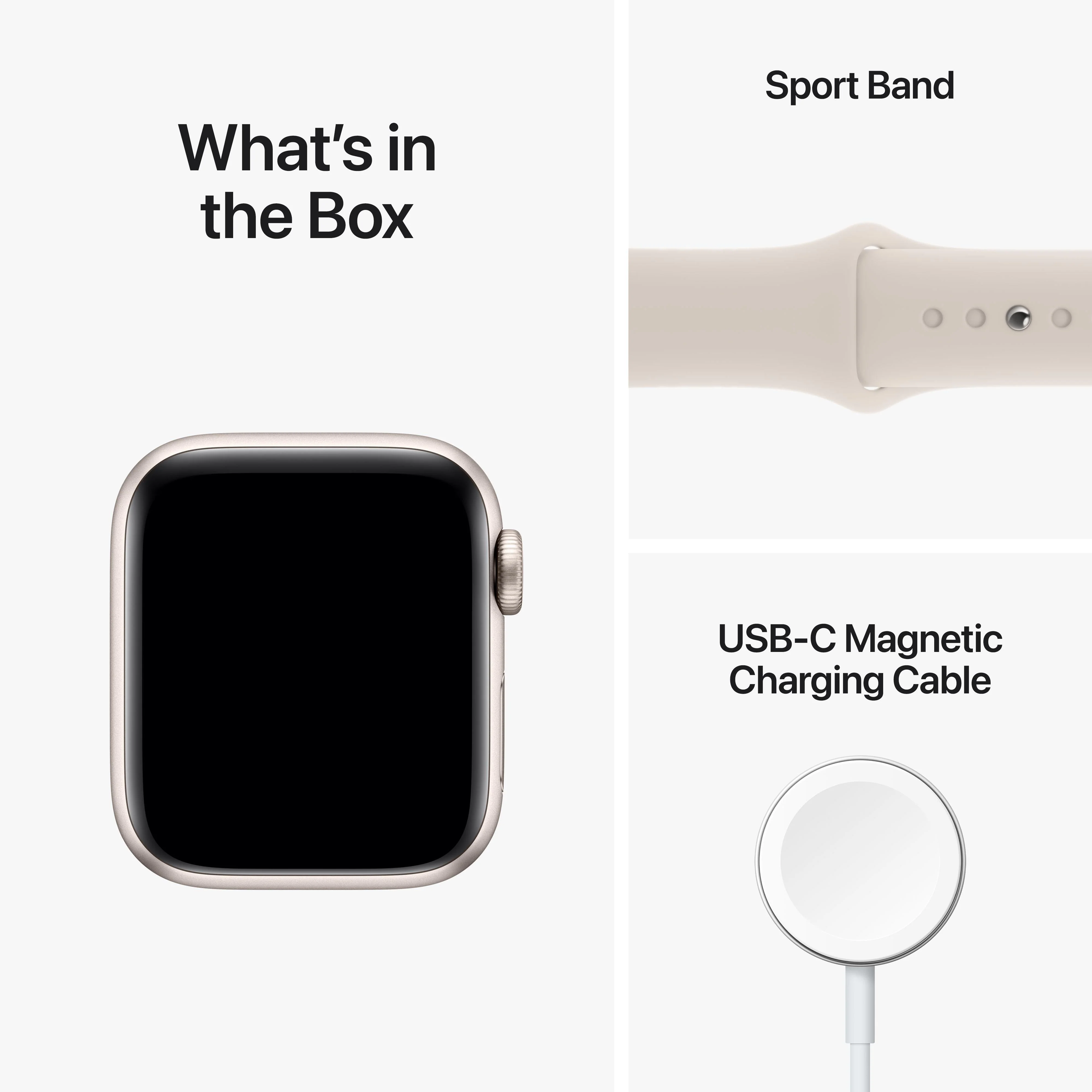 Apple Watch SE GPS + Cellular 40mm Starlight Aluminium Case with Starlight Sport Band - Regular - Image 9