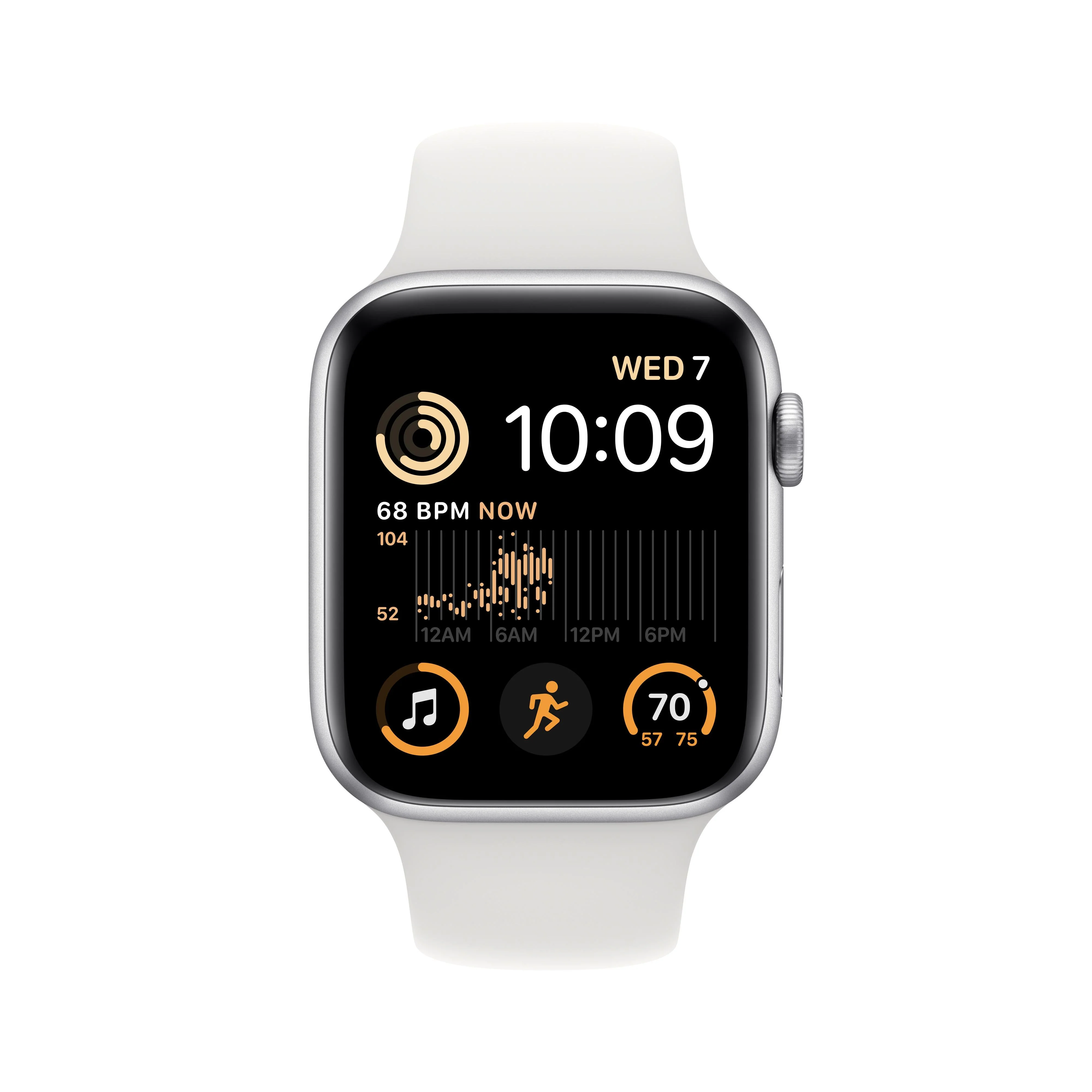 Apple Watch SE GPS + Cellular 44mm Silver Aluminium Case with White Sport Band - Regular - Image 2