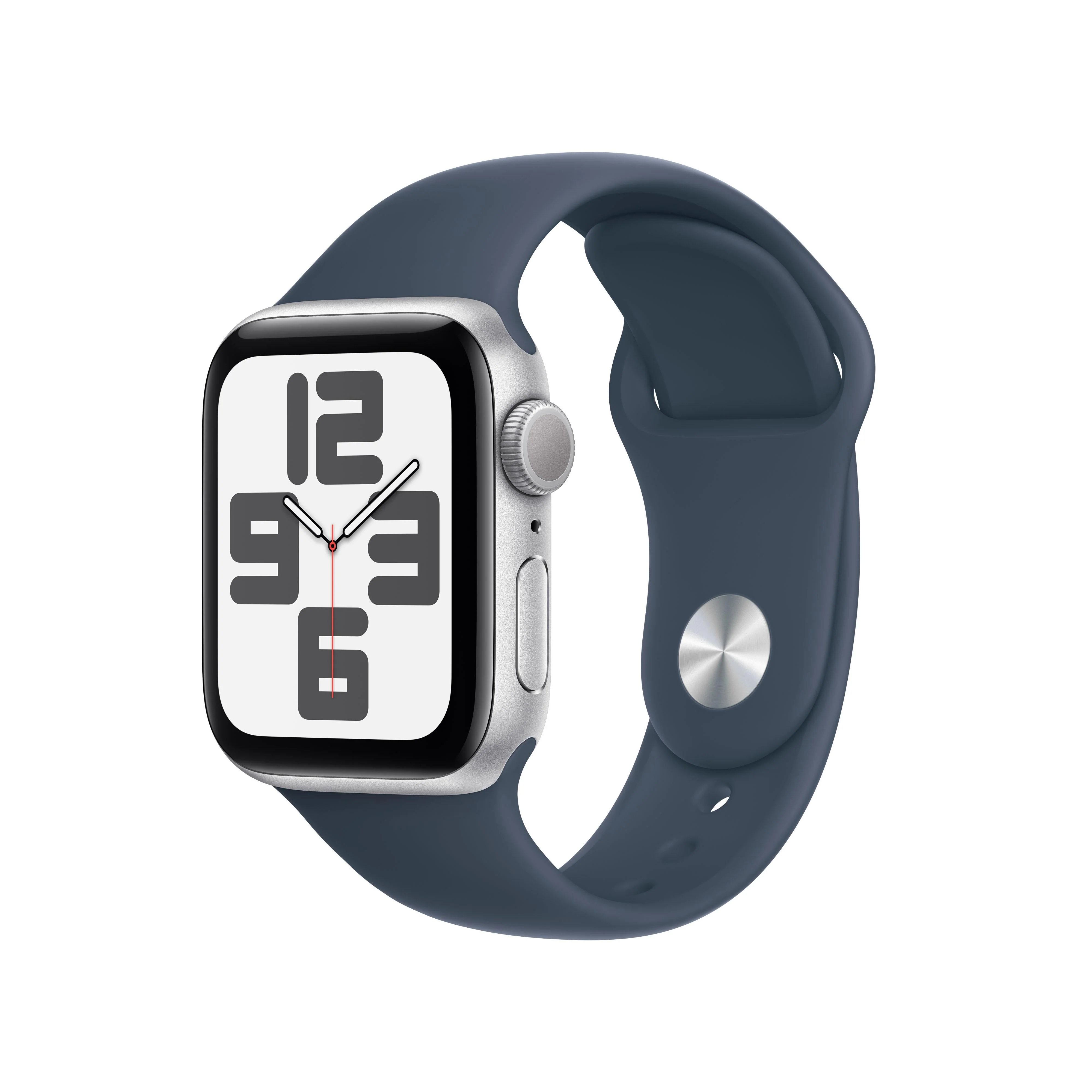 Apple Watch SE GPS 40mm Silver Aluminium Case with Storm Blue Sport Band - S/M