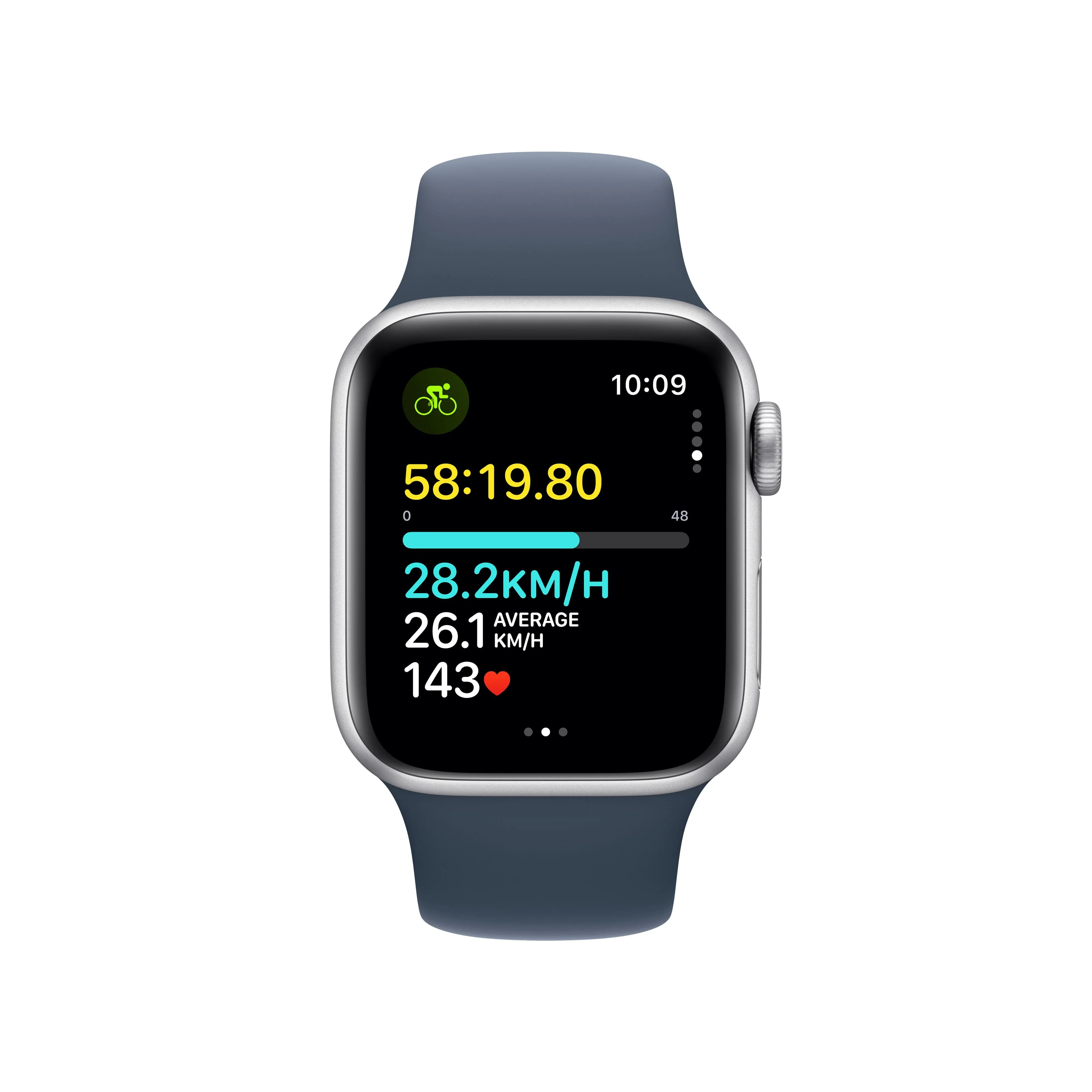 Apple Watch SE GPS 40mm Silver Aluminium Case with Storm Blue Sport Band - S/M - Image 6