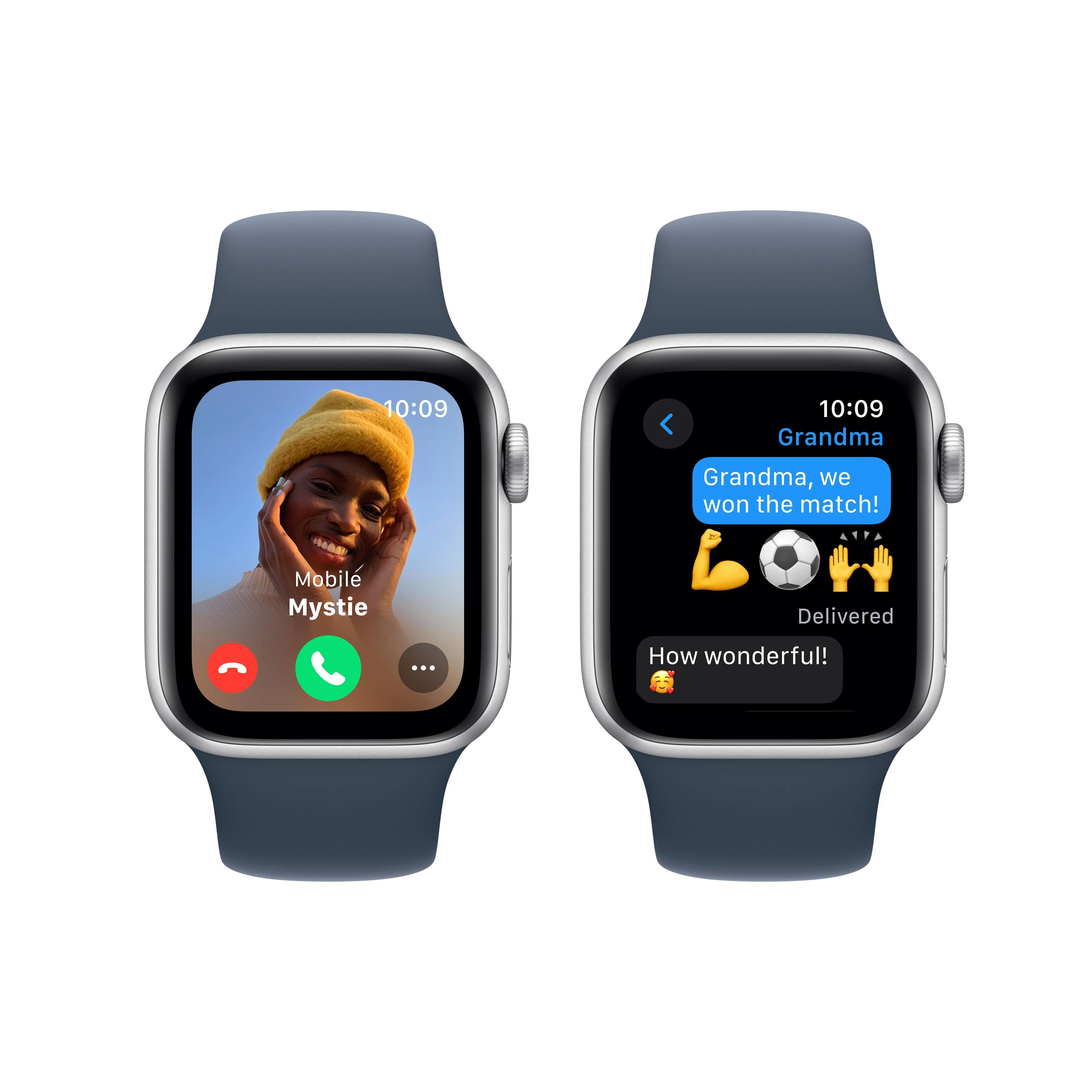Apple Watch SE GPS 40mm Silver Aluminium Case with Storm Blue Sport Band - M/L - Image 4