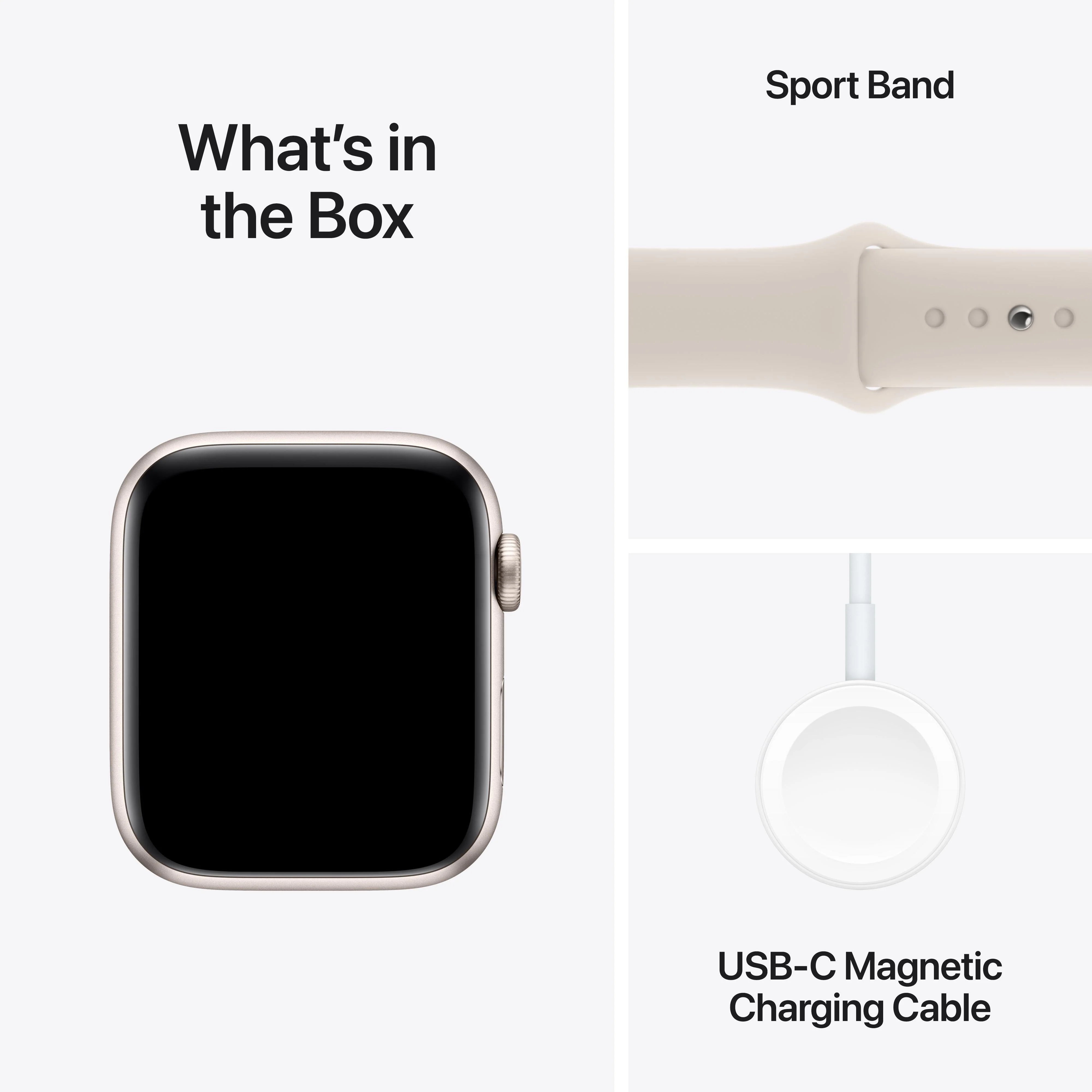 Apple Watch SE GPS 44mm Starlight Aluminium Case with Starlight Sport Band - S/M - Image 8