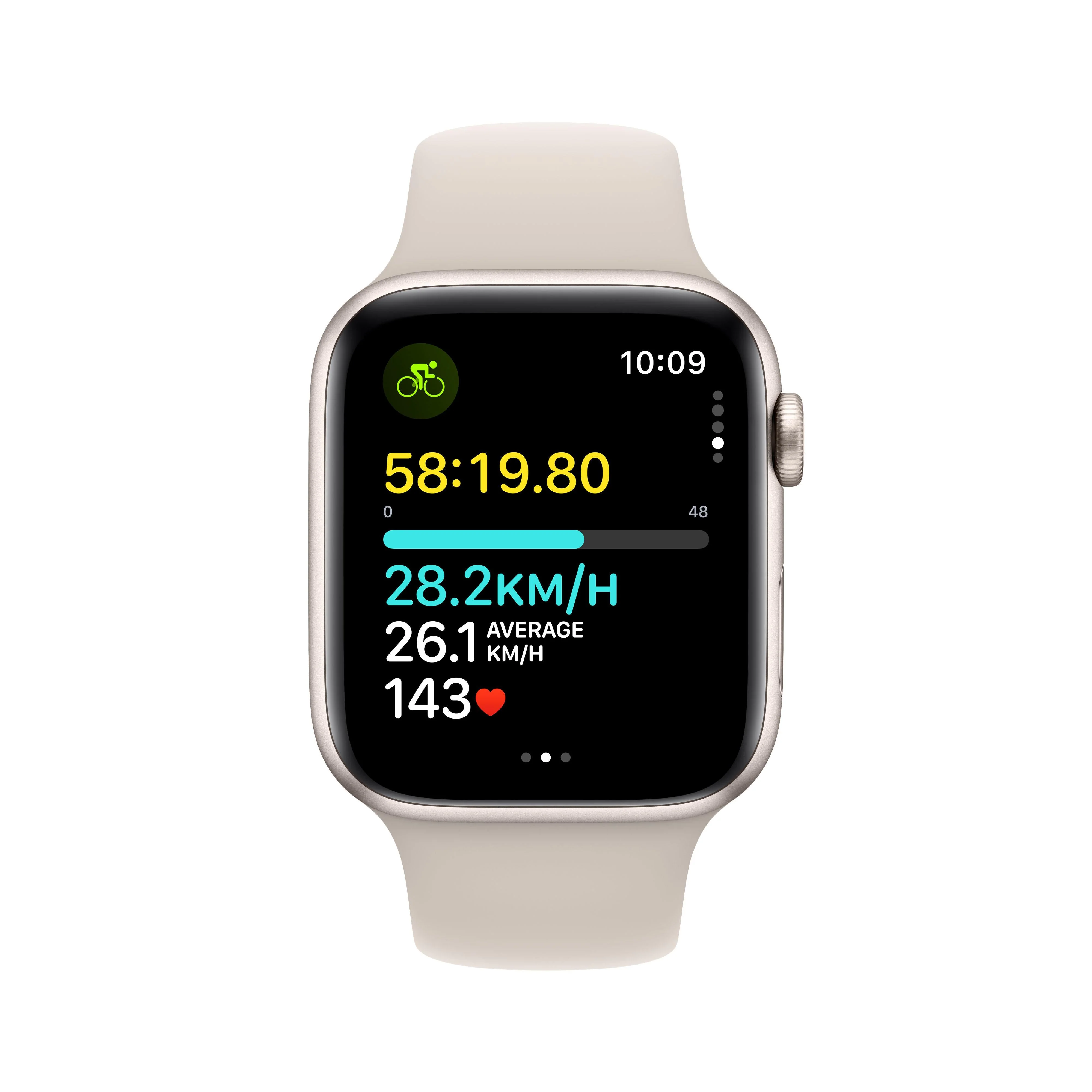 Apple Watch SE GPS 44mm Starlight Aluminium Case with Starlight Sport Band - M/L - Image 6