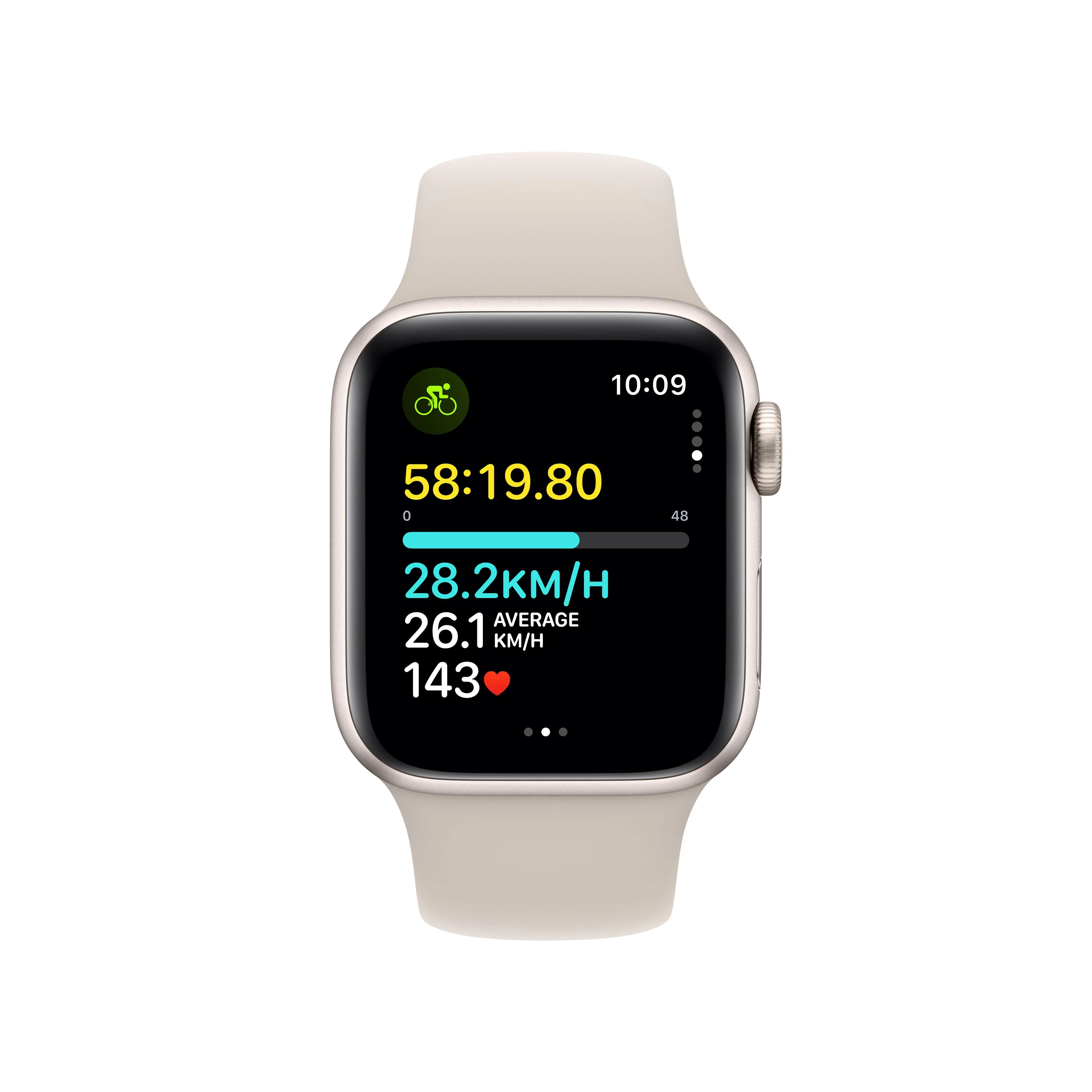 Apple Watch SE GPS + Cellular 40mm Starlight Aluminium Case with Starlight Sport Band - S/M - Image 6