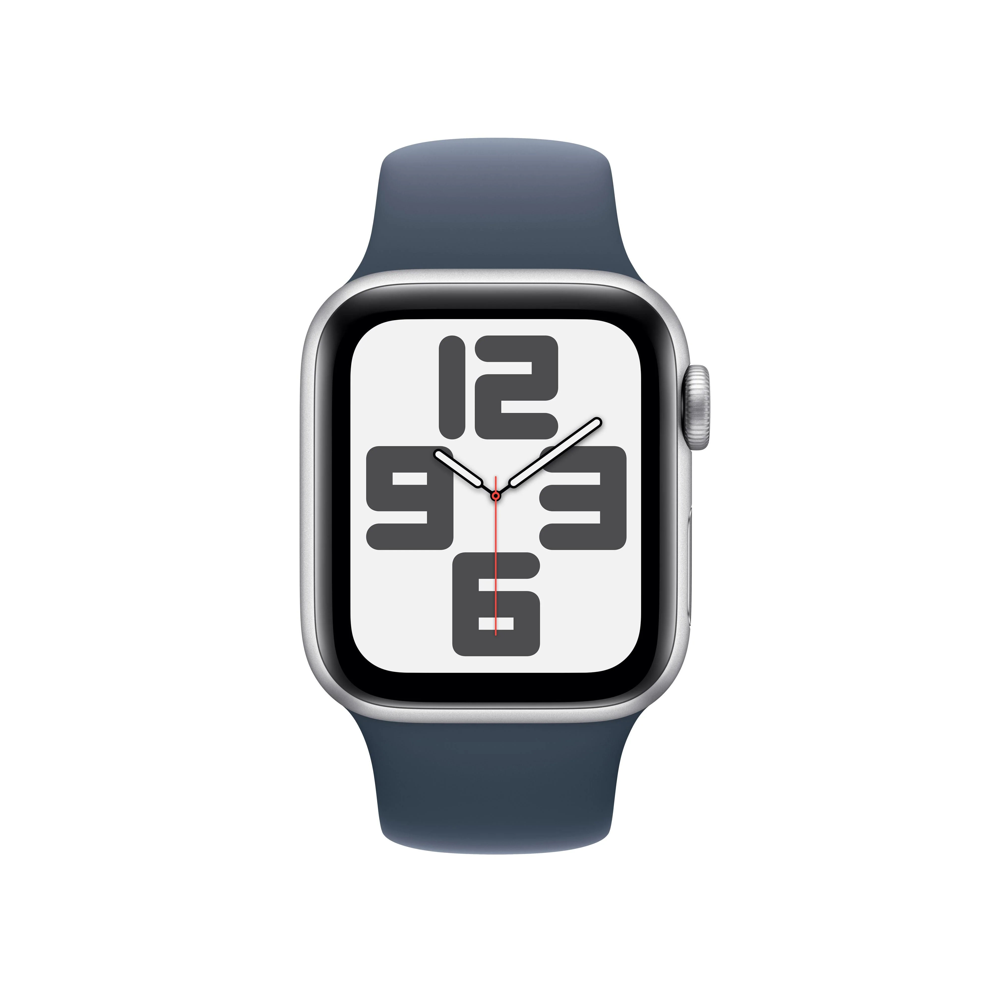Apple Watch SE GPS + Cellular 40mm Silver Aluminium Case with Storm Blue Sport Band - S/M - Image 2