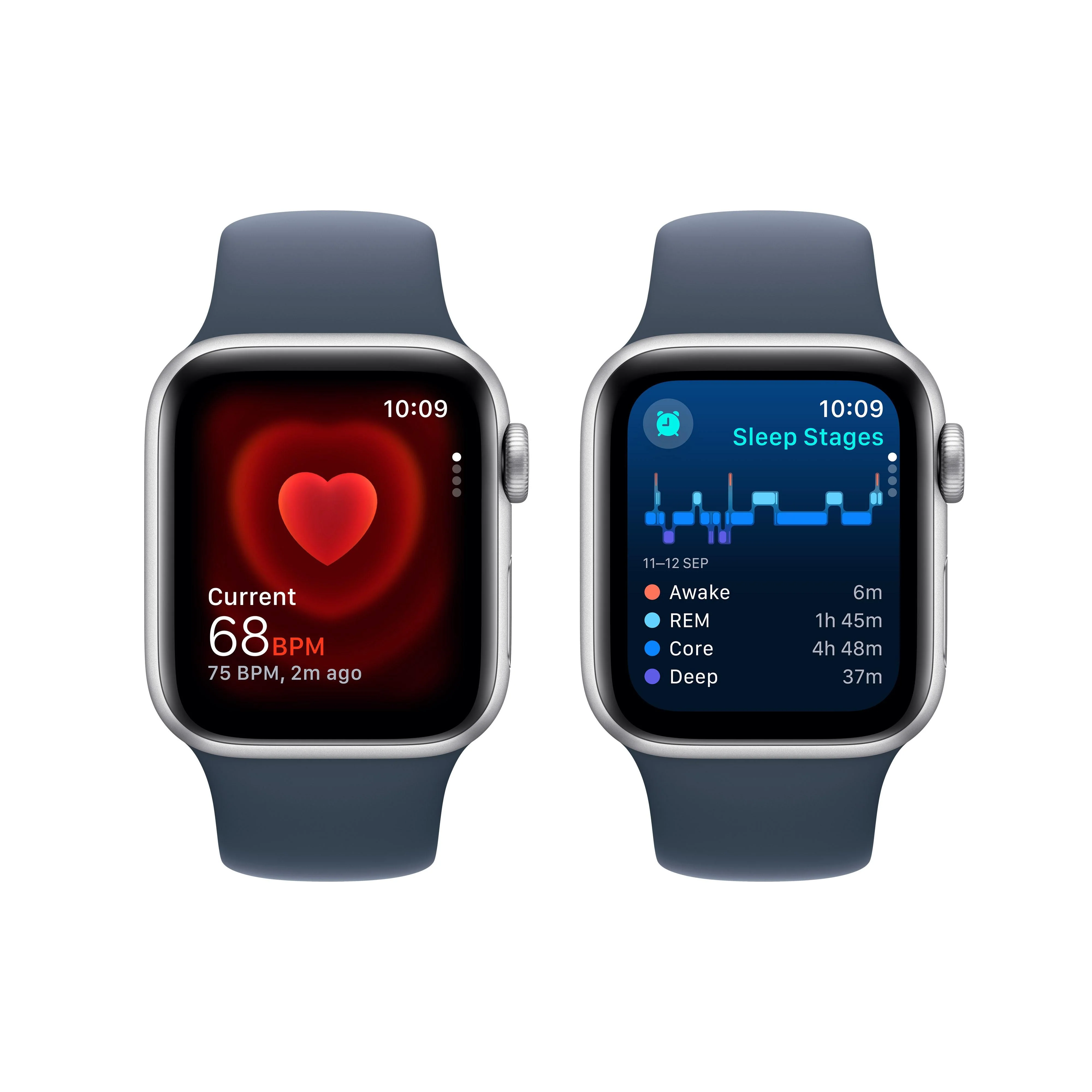 Apple Watch SE GPS + Cellular 40mm Silver Aluminium Case with Storm Blue Sport Band - S/M - Image 5