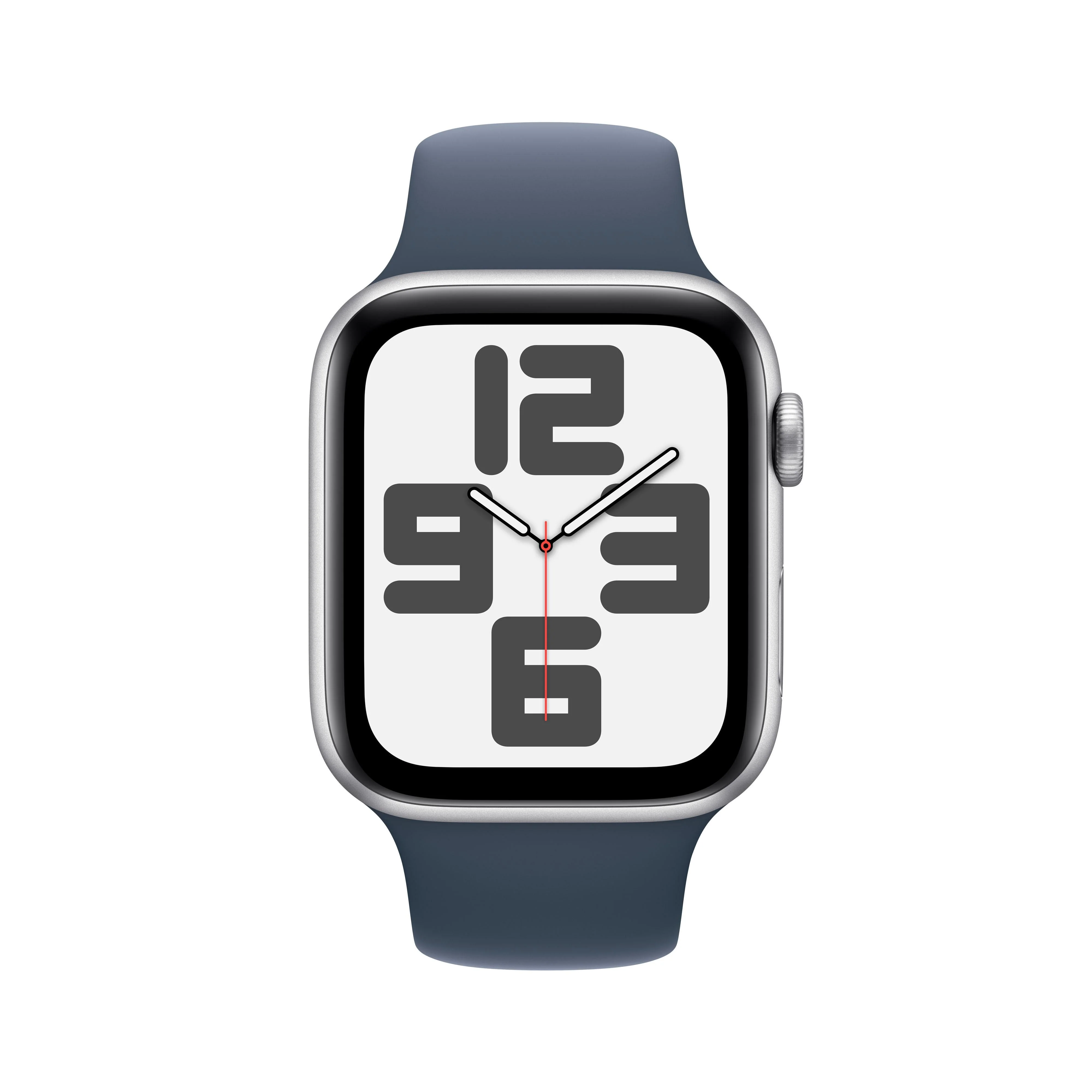 Apple Watch SE GPS + Cellular 44mm Silver Aluminium Case with Storm Blue Sport Band - S/M - Image 2