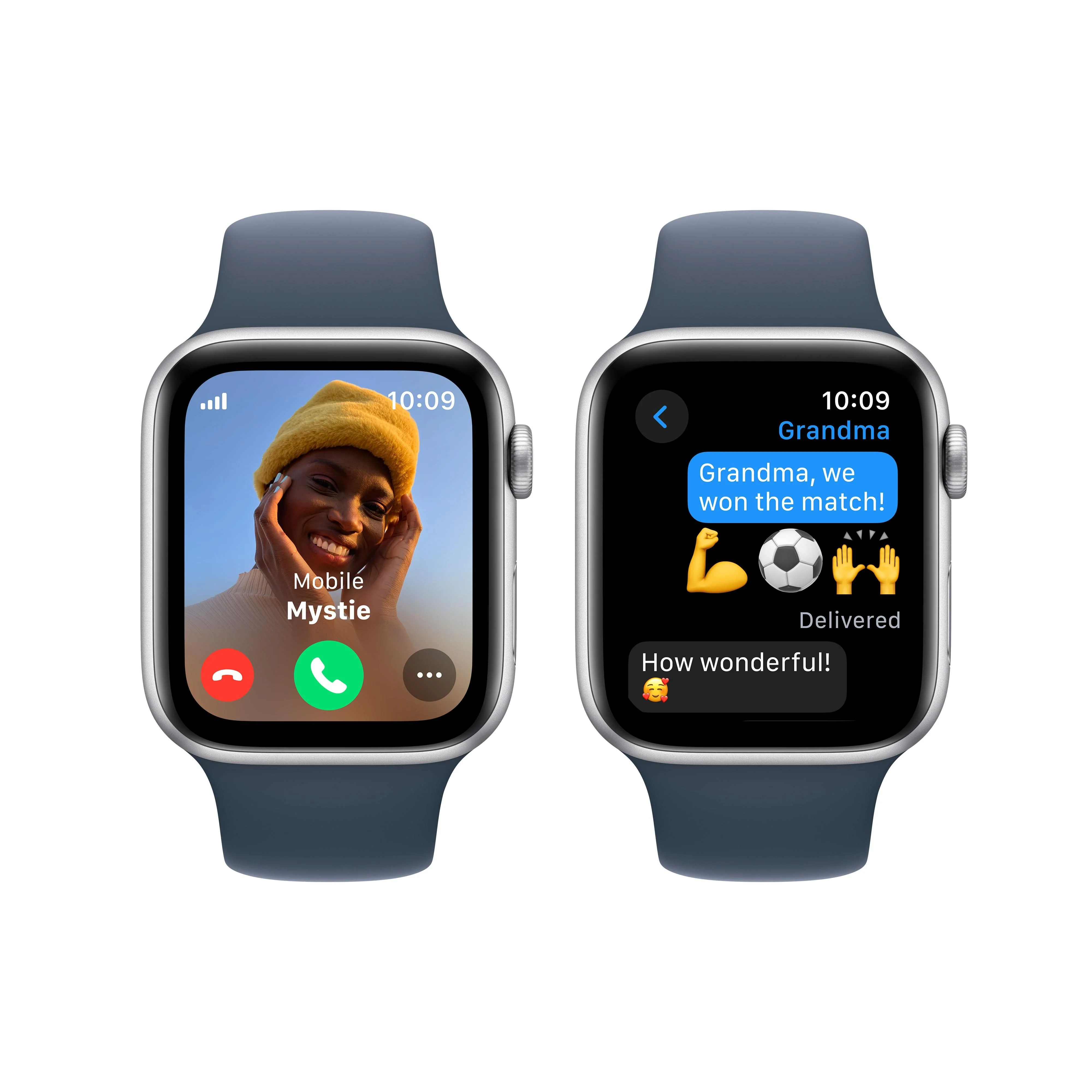 Apple Watch SE GPS + Cellular 44mm Silver Aluminium Case with Storm Blue Sport Band - S/M - Image 4