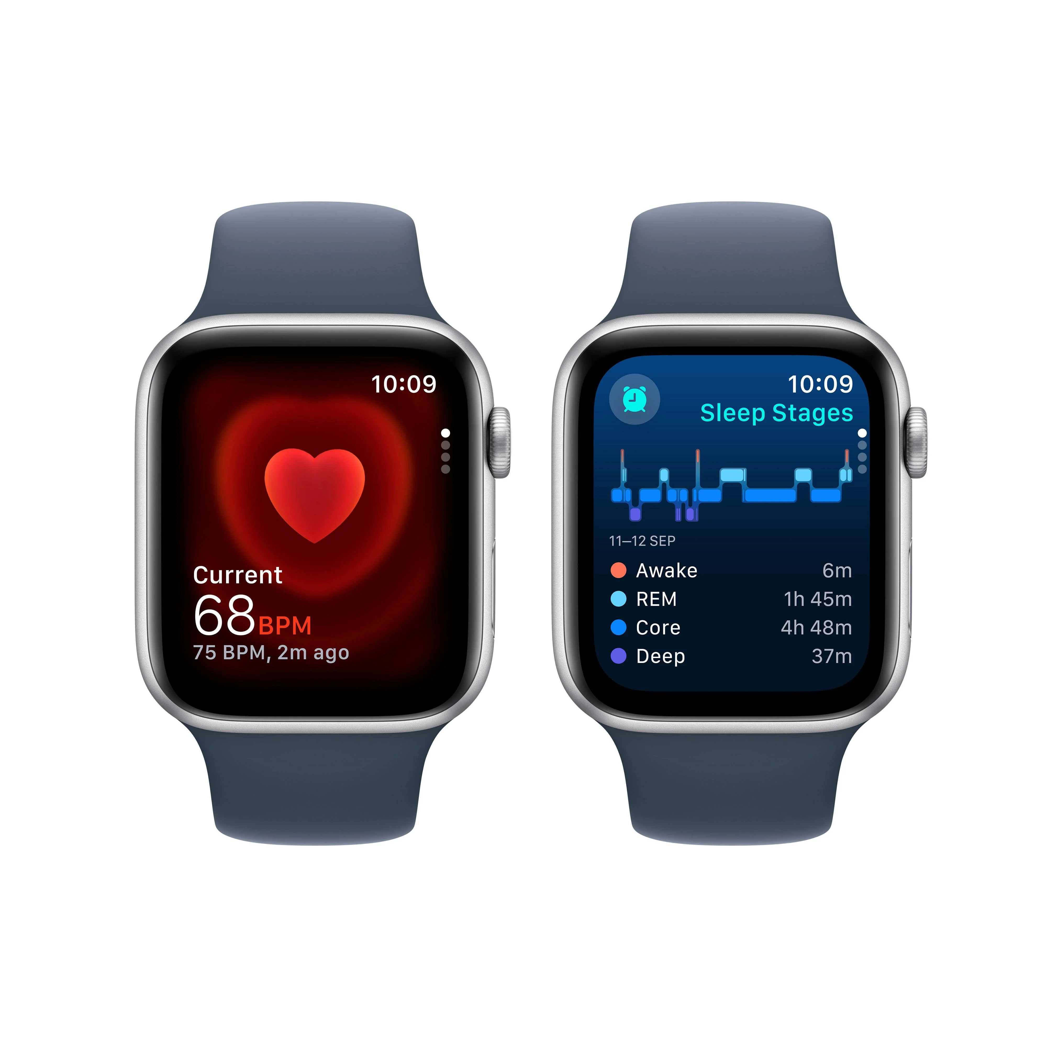 Apple Watch SE GPS + Cellular 44mm Silver Aluminium Case with Storm Blue Sport Band - M/L - Image 5