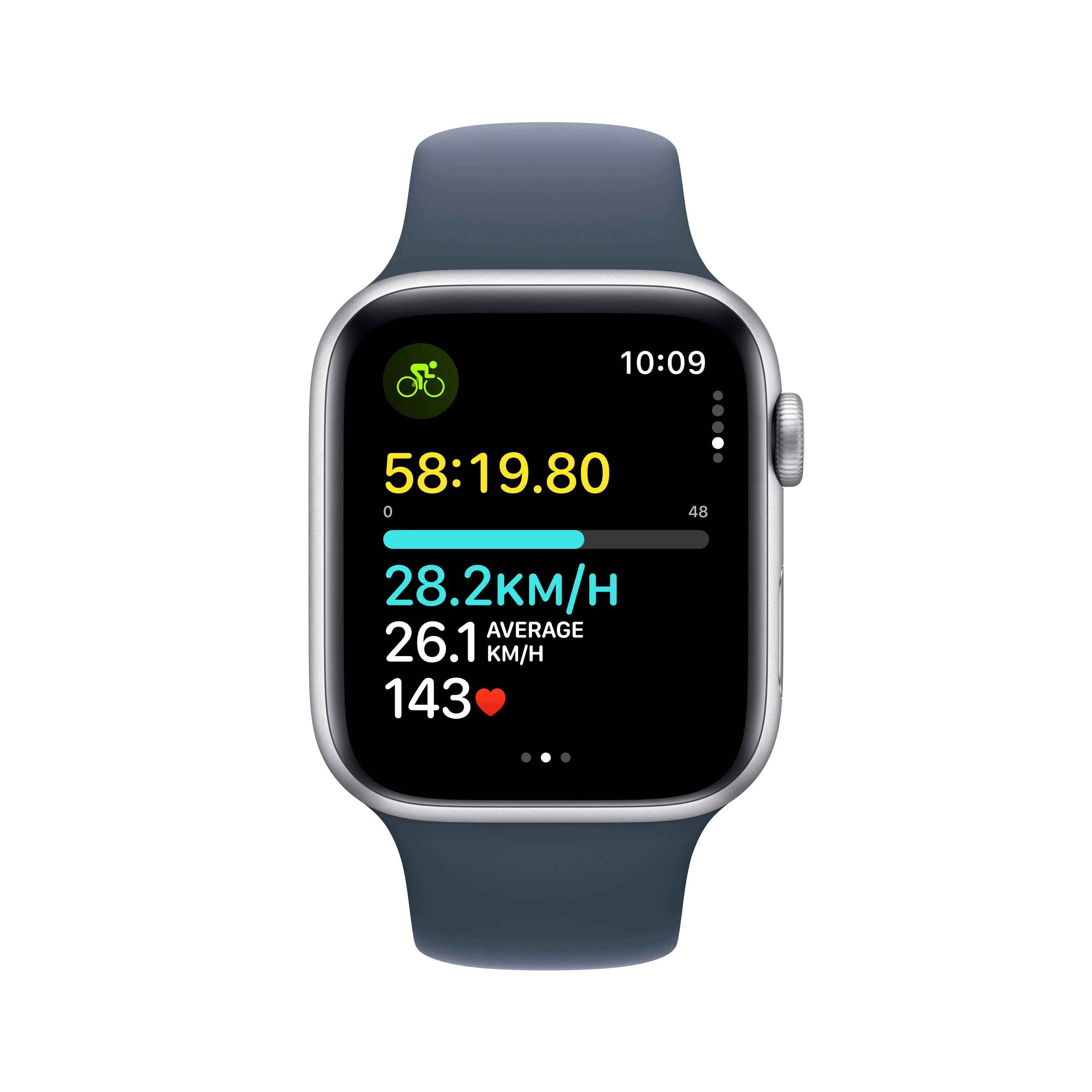 Apple Watch SE GPS + Cellular 44mm Silver Aluminium Case with Storm Blue Sport Band - M/L - Image 6
