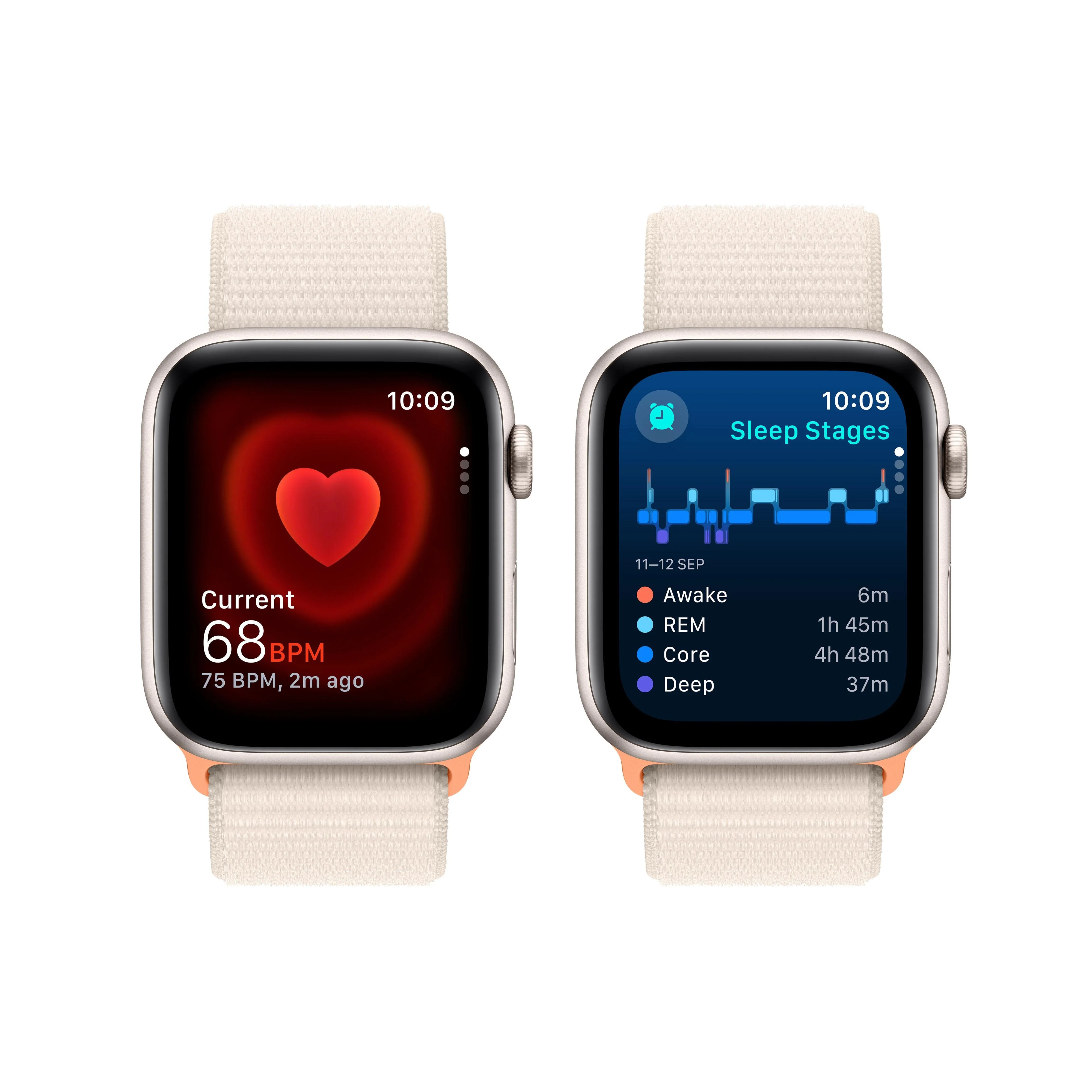 Apple Watch SE GPS 44mm Starlight Aluminium Case with Starlight Sport Loop - Image 5