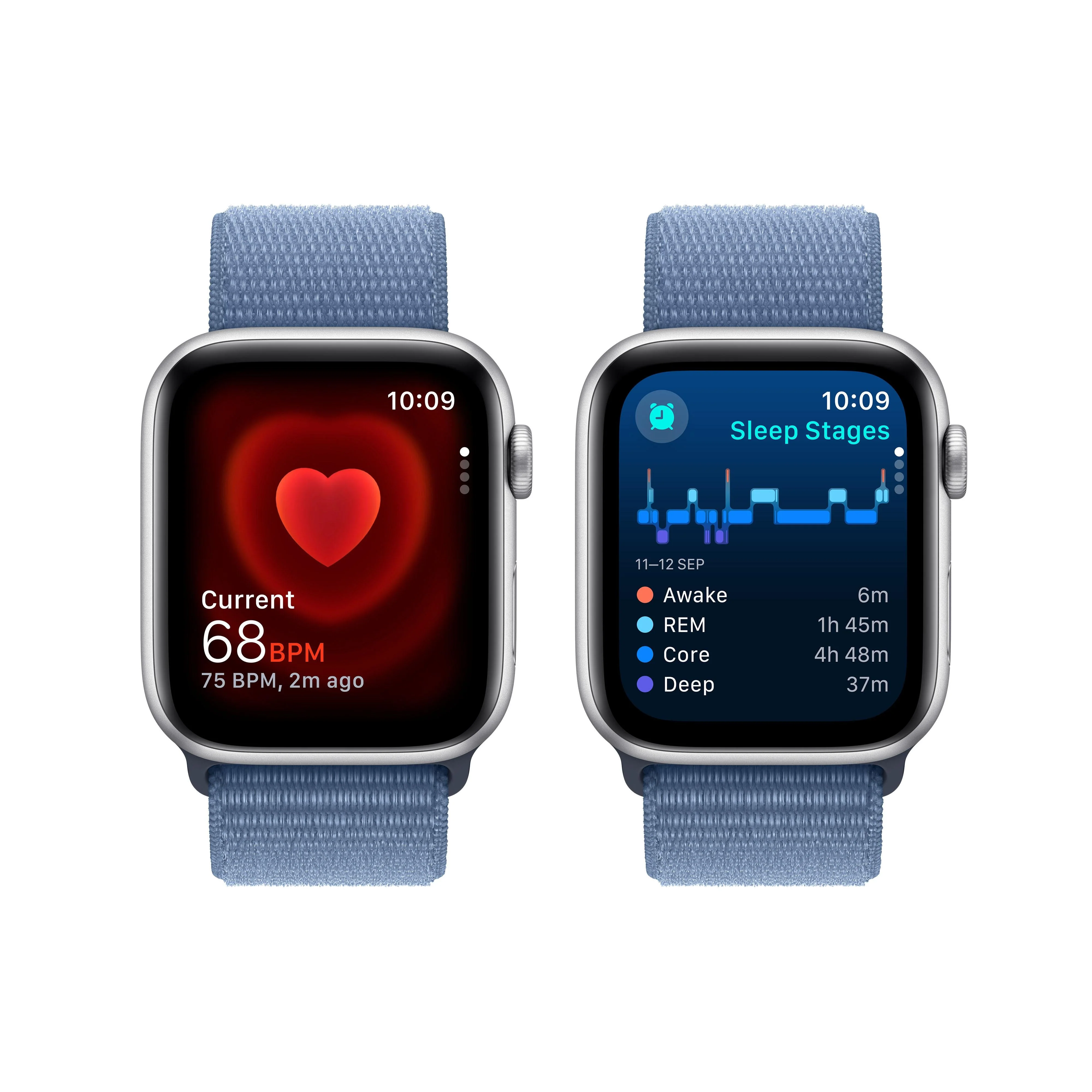 Apple Watch SE GPS 44mm Silver Aluminium Case with Winter Blue Sport Loop - Image 5