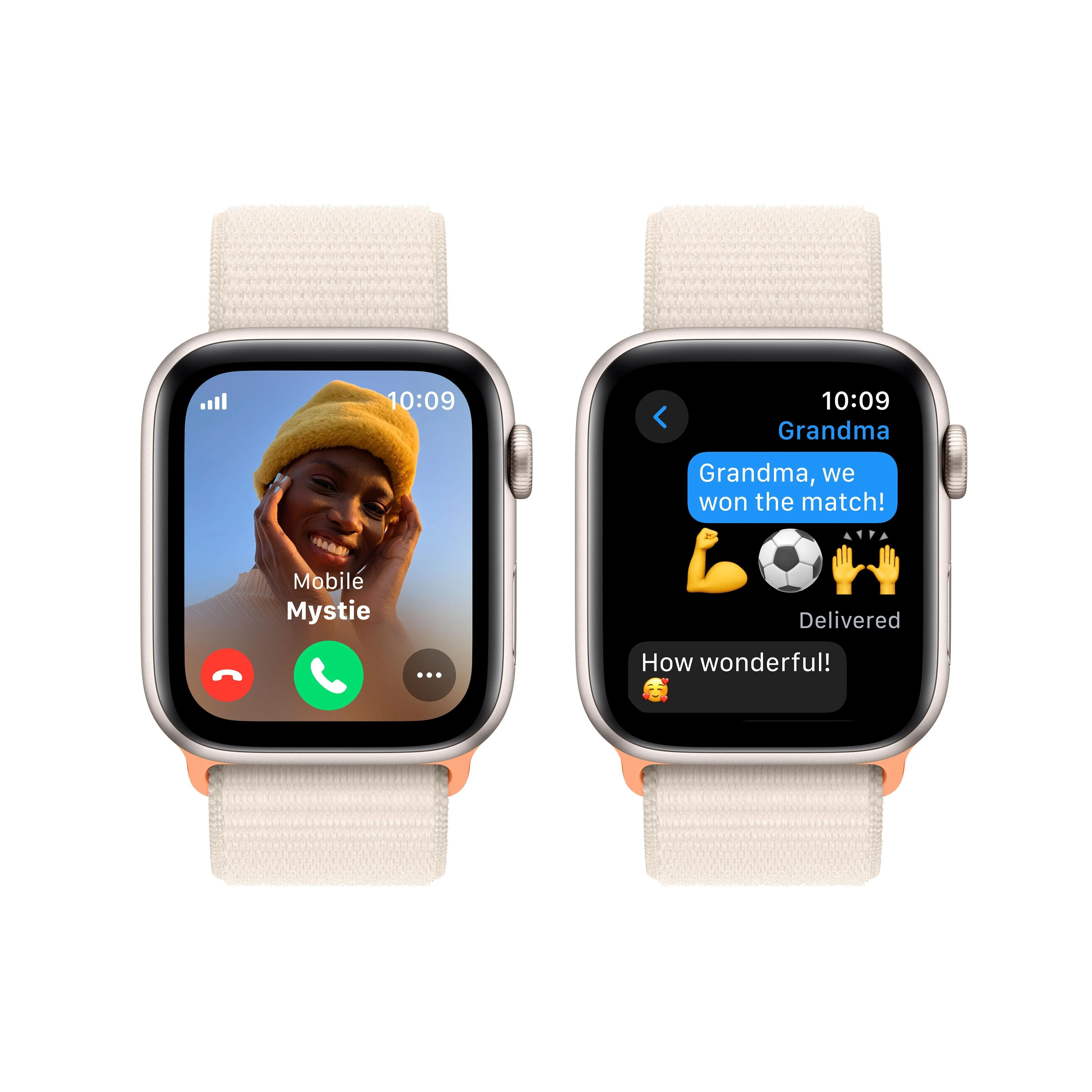 Apple Watch SE GPS + Cellular 44mm Starlight Aluminium Case with Starlight Sport Loop - Image 4