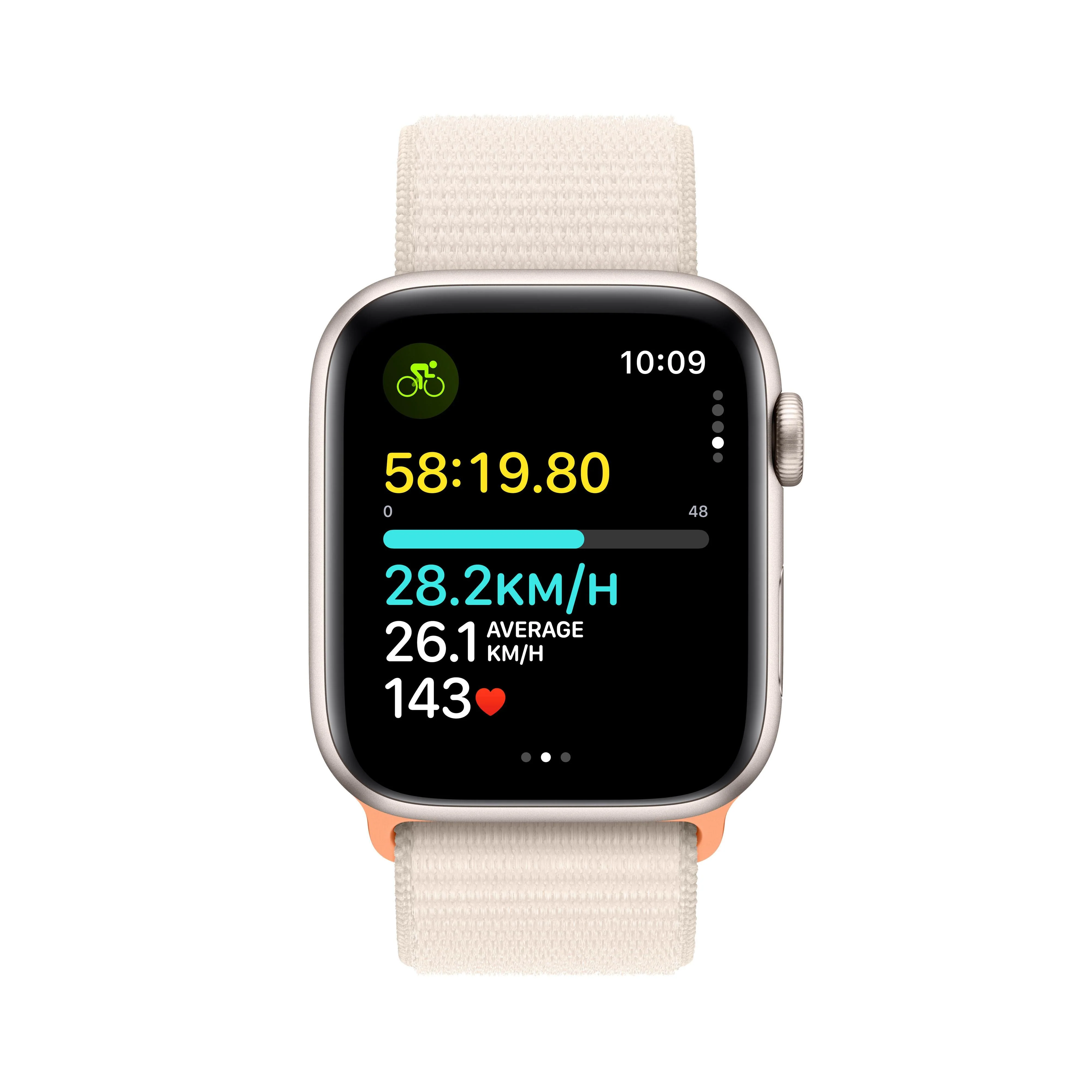 Apple Watch SE GPS + Cellular 44mm Starlight Aluminium Case with Starlight Sport Loop - Image 6