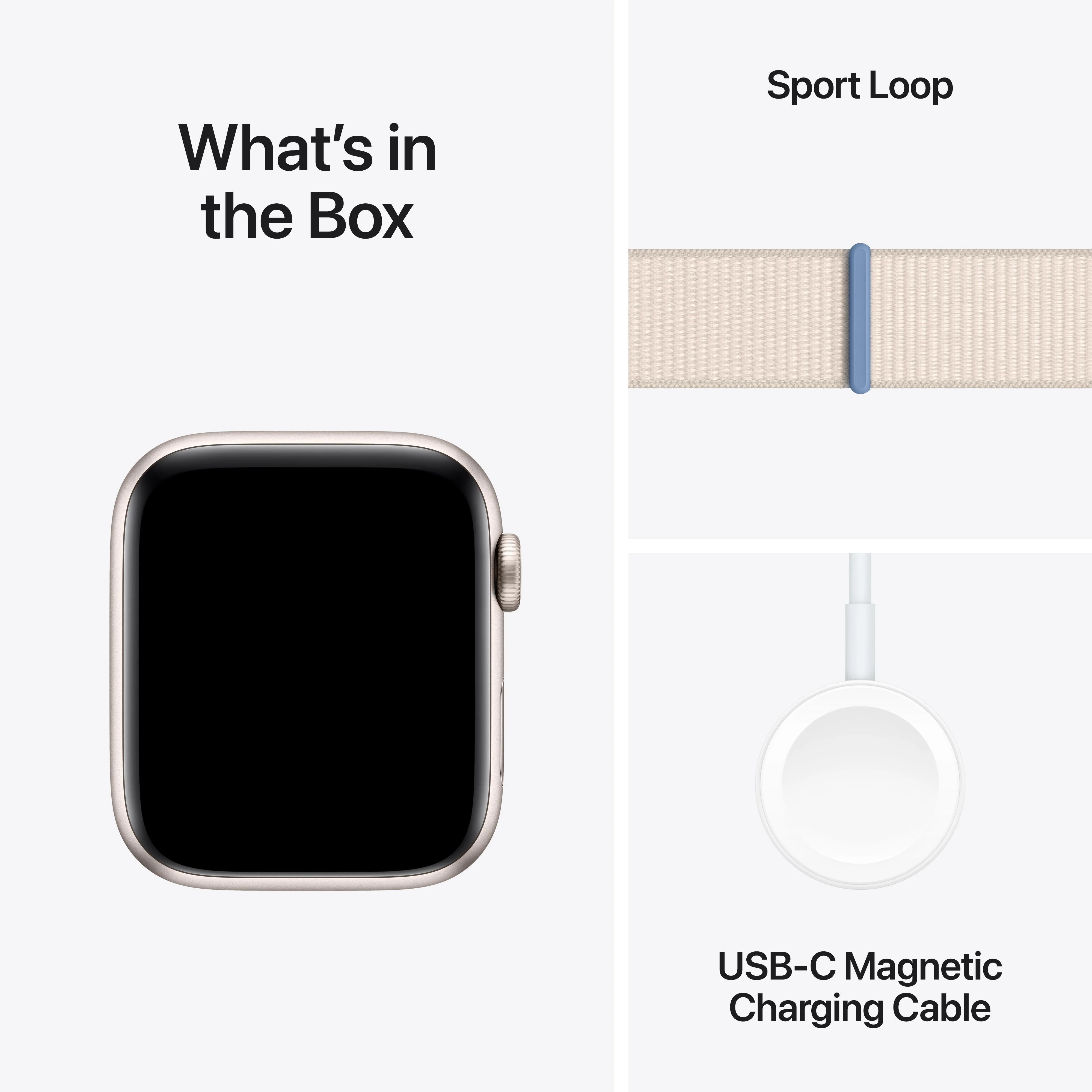 Apple Watch SE GPS + Cellular 44mm Starlight Aluminium Case with Starlight Sport Loop - Image 8