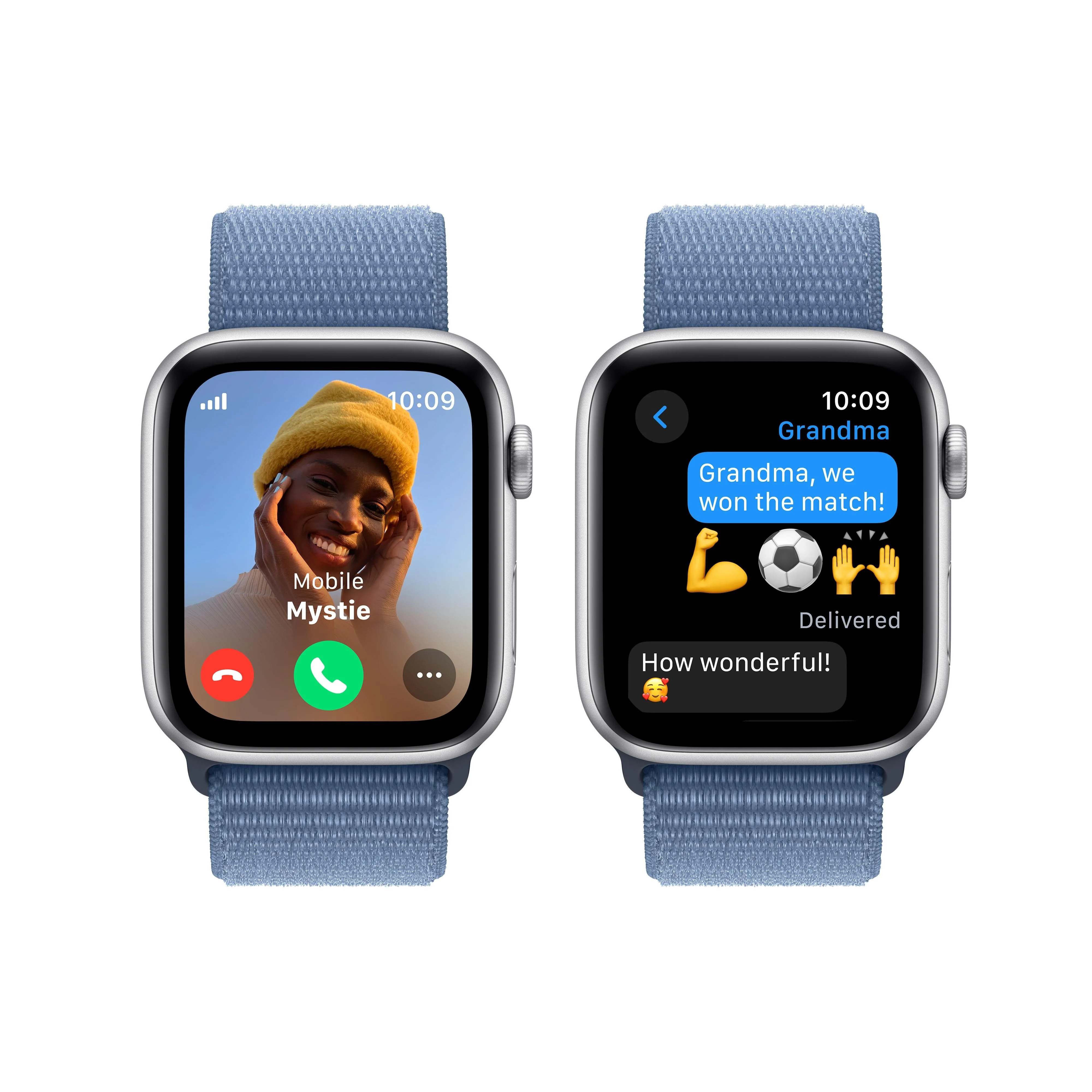 Apple Watch SE GPS + Cellular 44mm Silver Aluminium Case with Winter Blue Sport Loop - Image 4