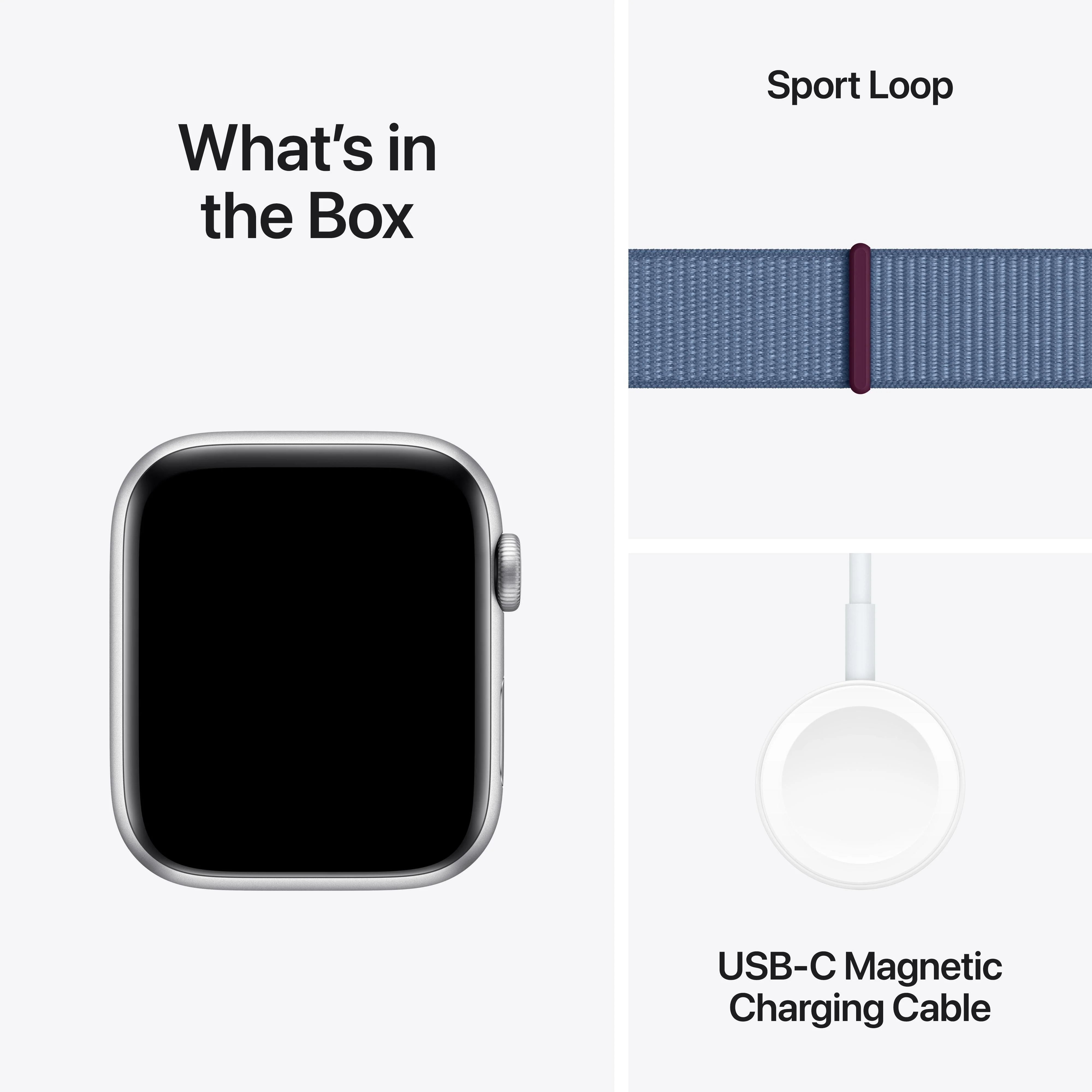 Apple Watch SE GPS + Cellular 44mm Silver Aluminium Case with Winter Blue Sport Loop - Image 8