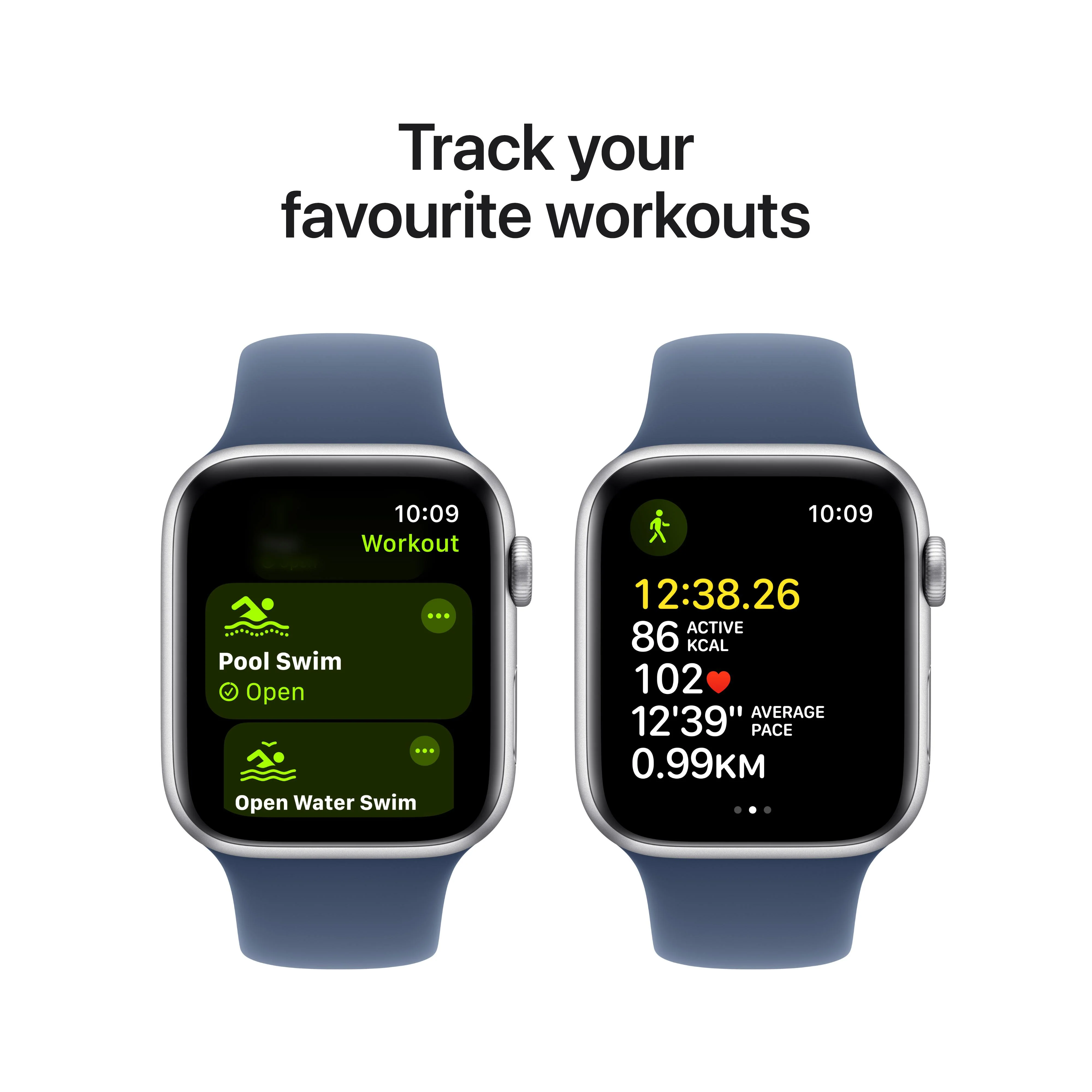 Apple Watch SE GPS 44mm Silver Aluminium Case with Denim Sport Band - S/M - Image 6