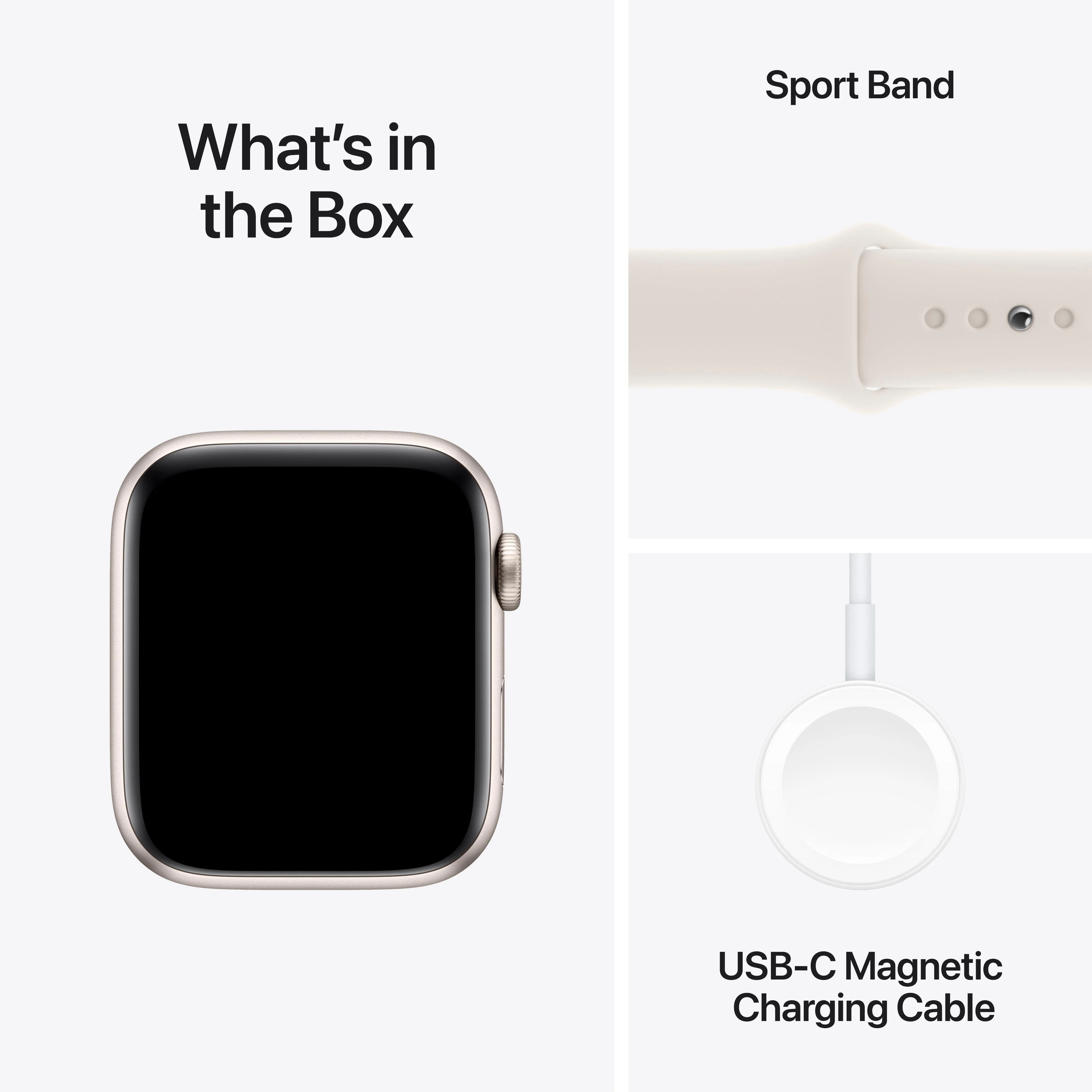 Apple Watch SE GPS 44mm Starlight Aluminium Case with Starlight Sport Band - S/M - Image 7