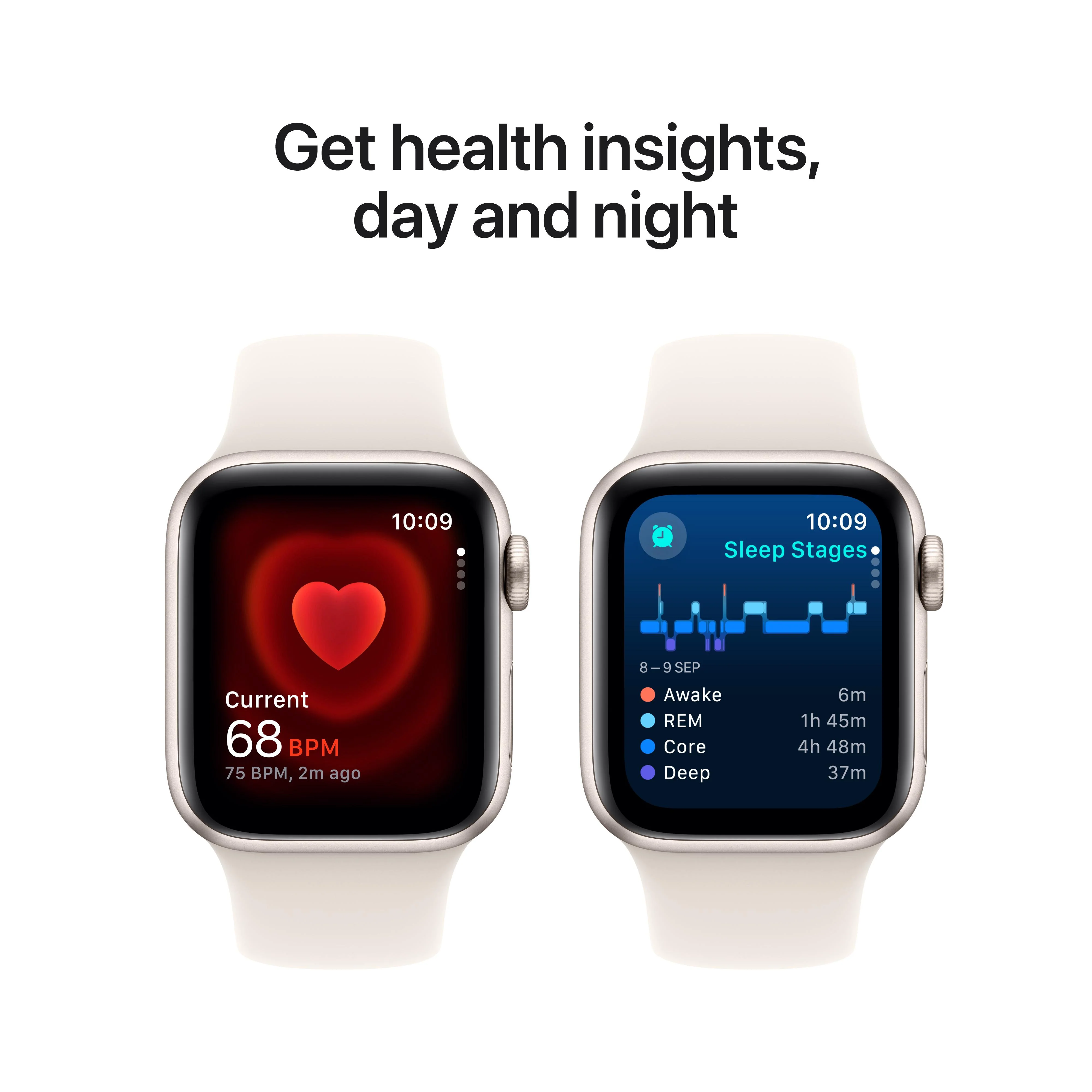 Apple Watch SE GPS + Cellular 40mm Starlight Aluminium Case with Starlight Sport Band - S/M - Image 5