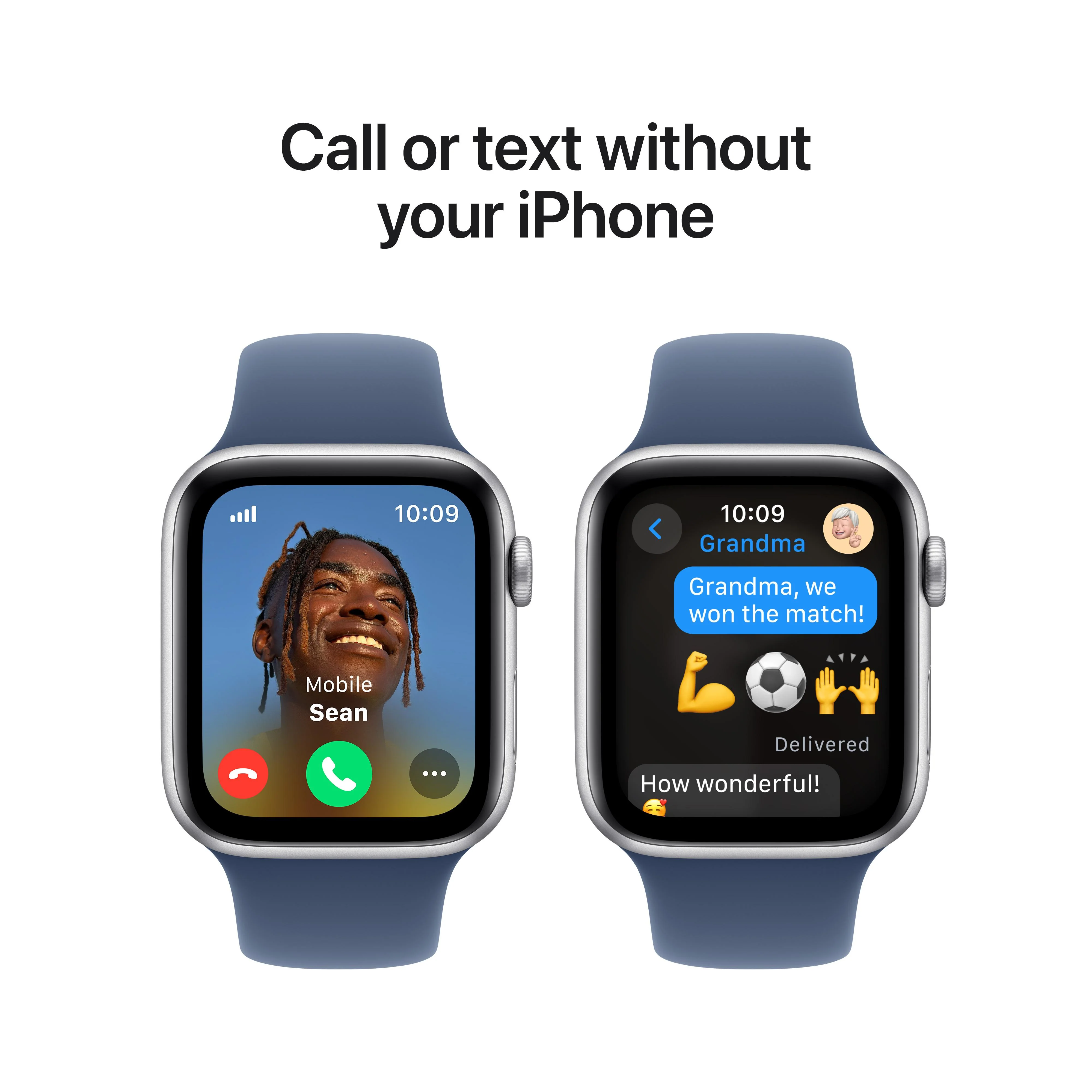 Apple Watch SE GPS + Cellular 44mm Silver Aluminium Case with Denim Sport Band - M/L - Image 4
