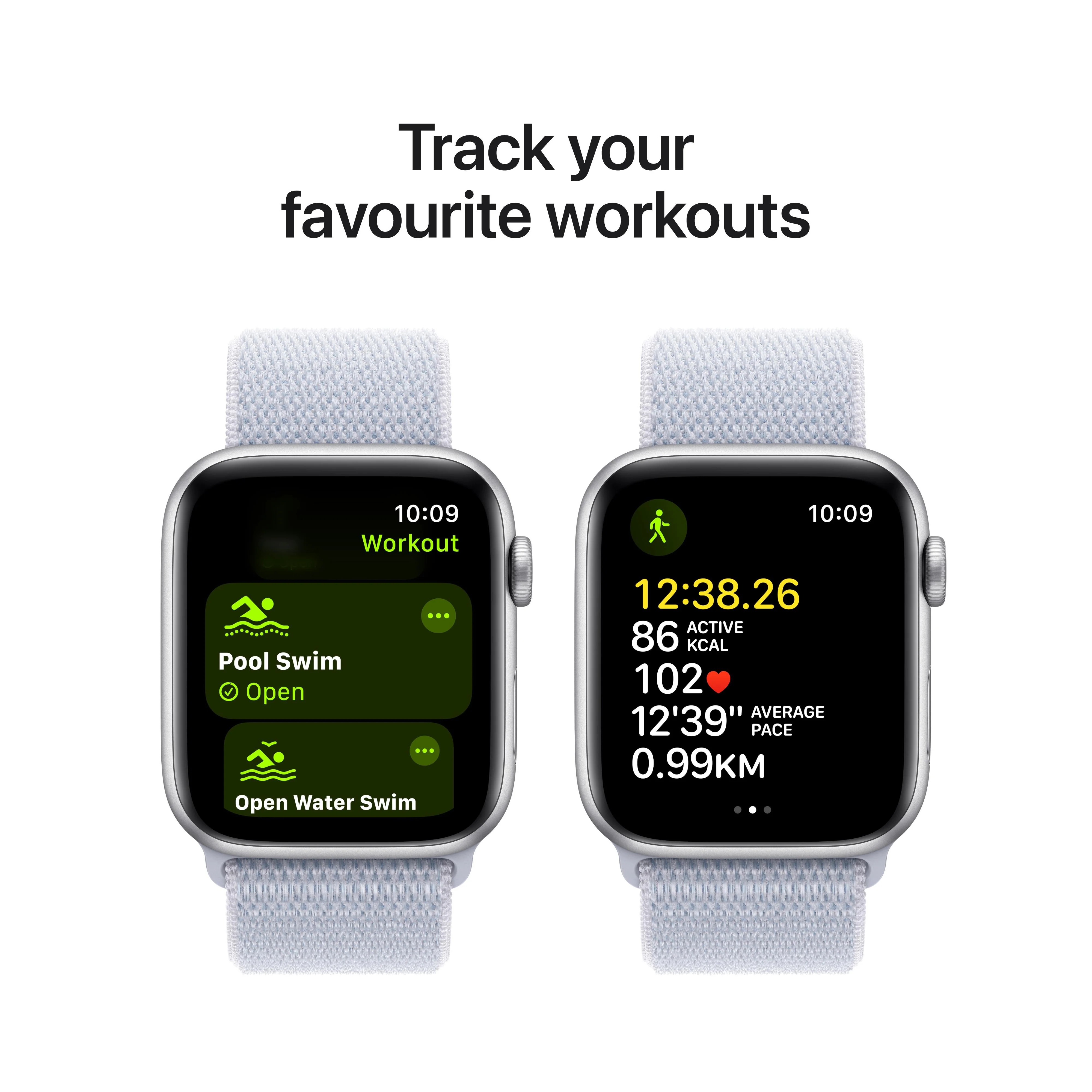 Apple Watch SE GPS 44mm Silver Aluminium Case with Blue Cloud Sport Loop - Image 6