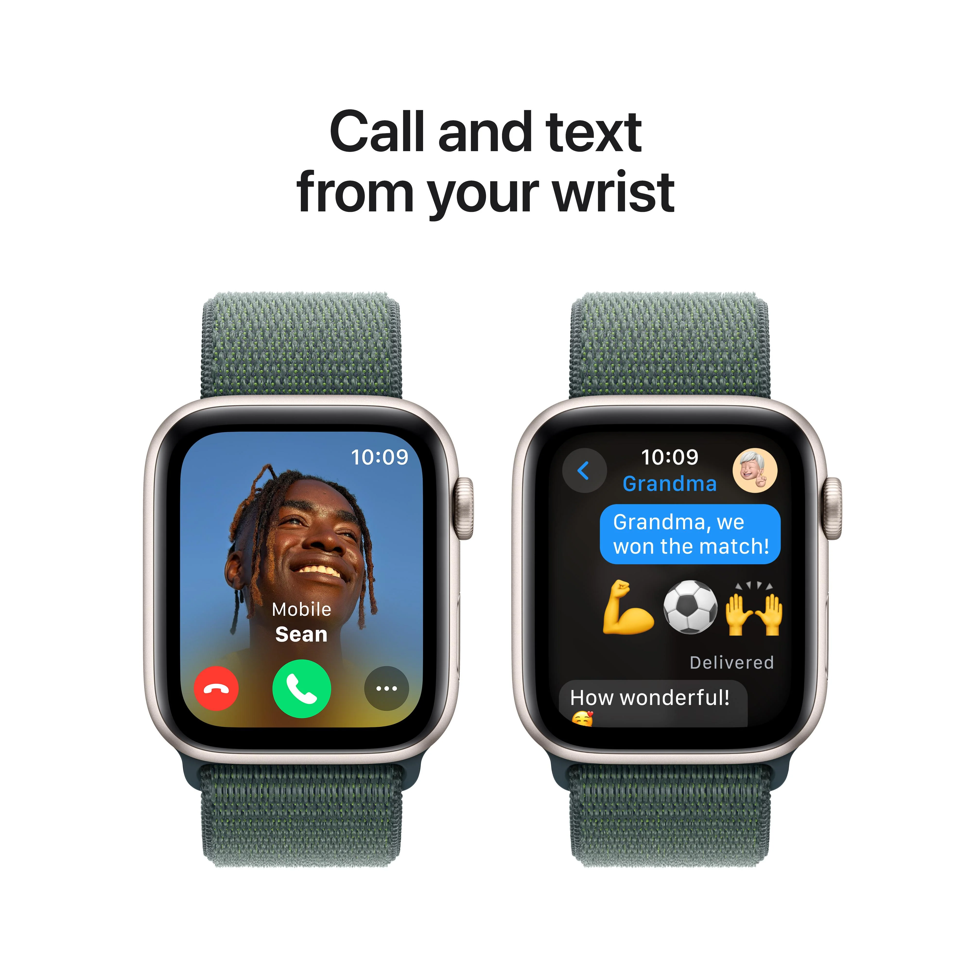 Apple Watch SE GPS 44mm Starlight Aluminium Case with Lake Green Sport Loop - Image 4