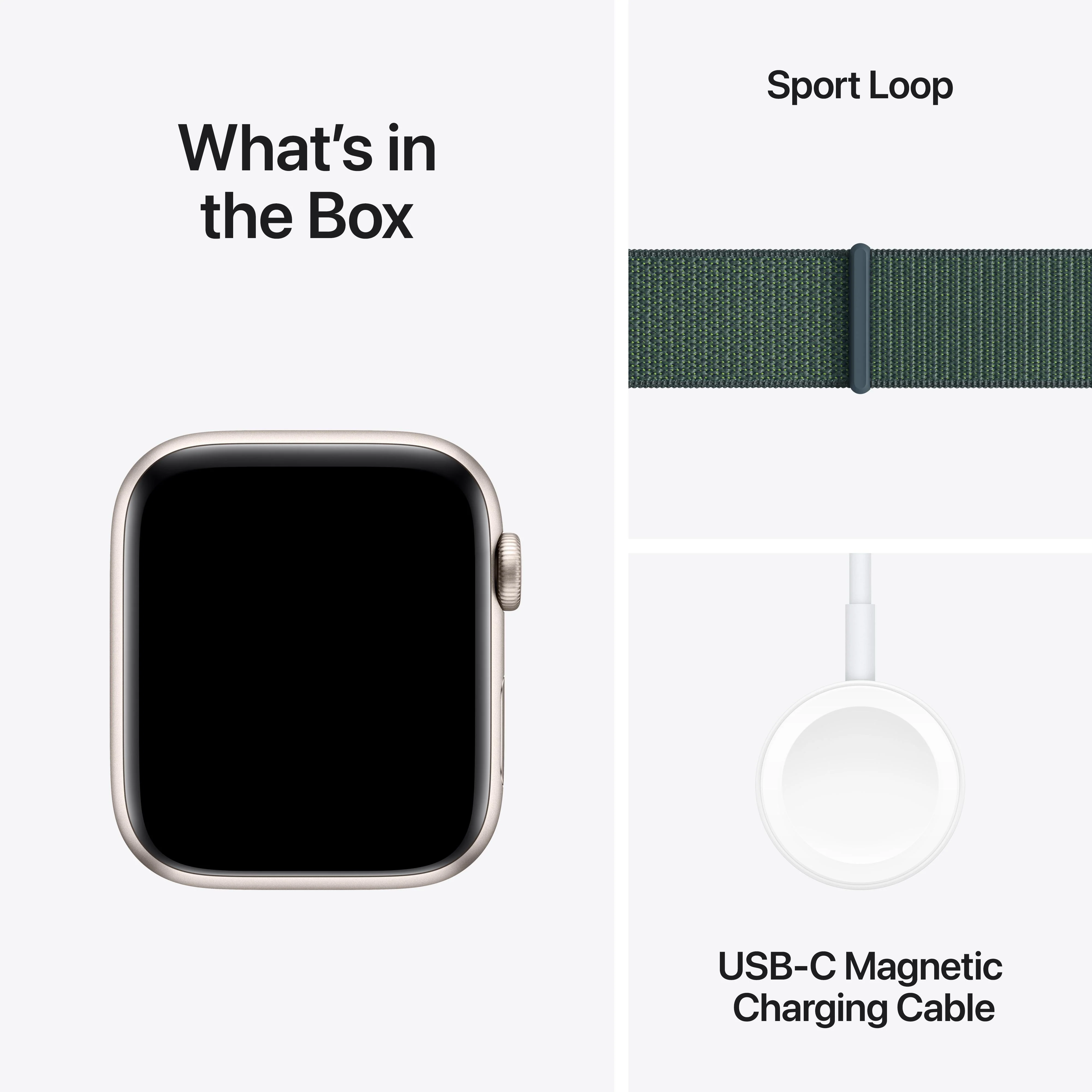 Apple Watch SE GPS 44mm Starlight Aluminium Case with Lake Green Sport Loop - Image 7