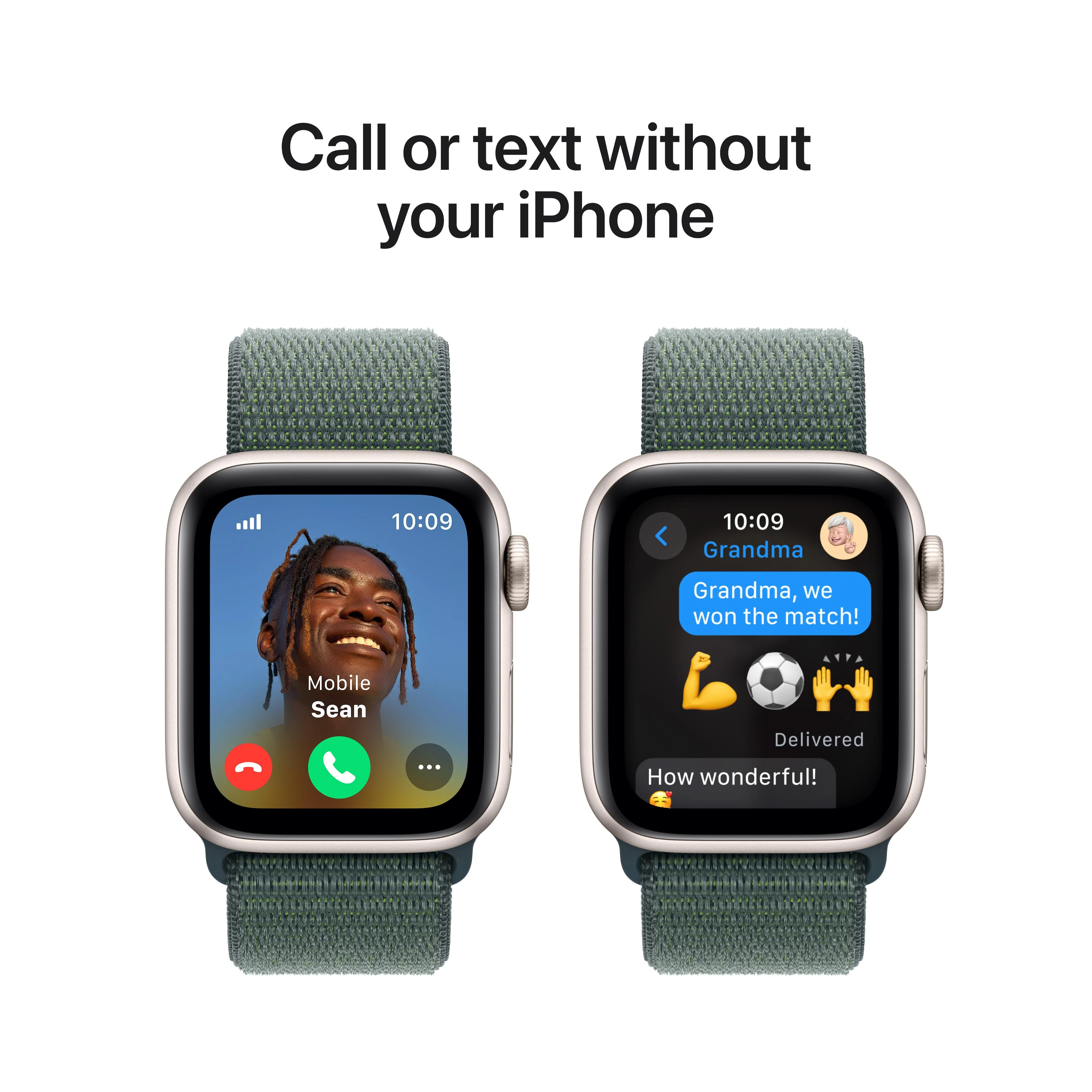Apple Watch SE GPS + Cellular 40mm Starlight Aluminium Case with Lake Green Sport Loop - Image 4