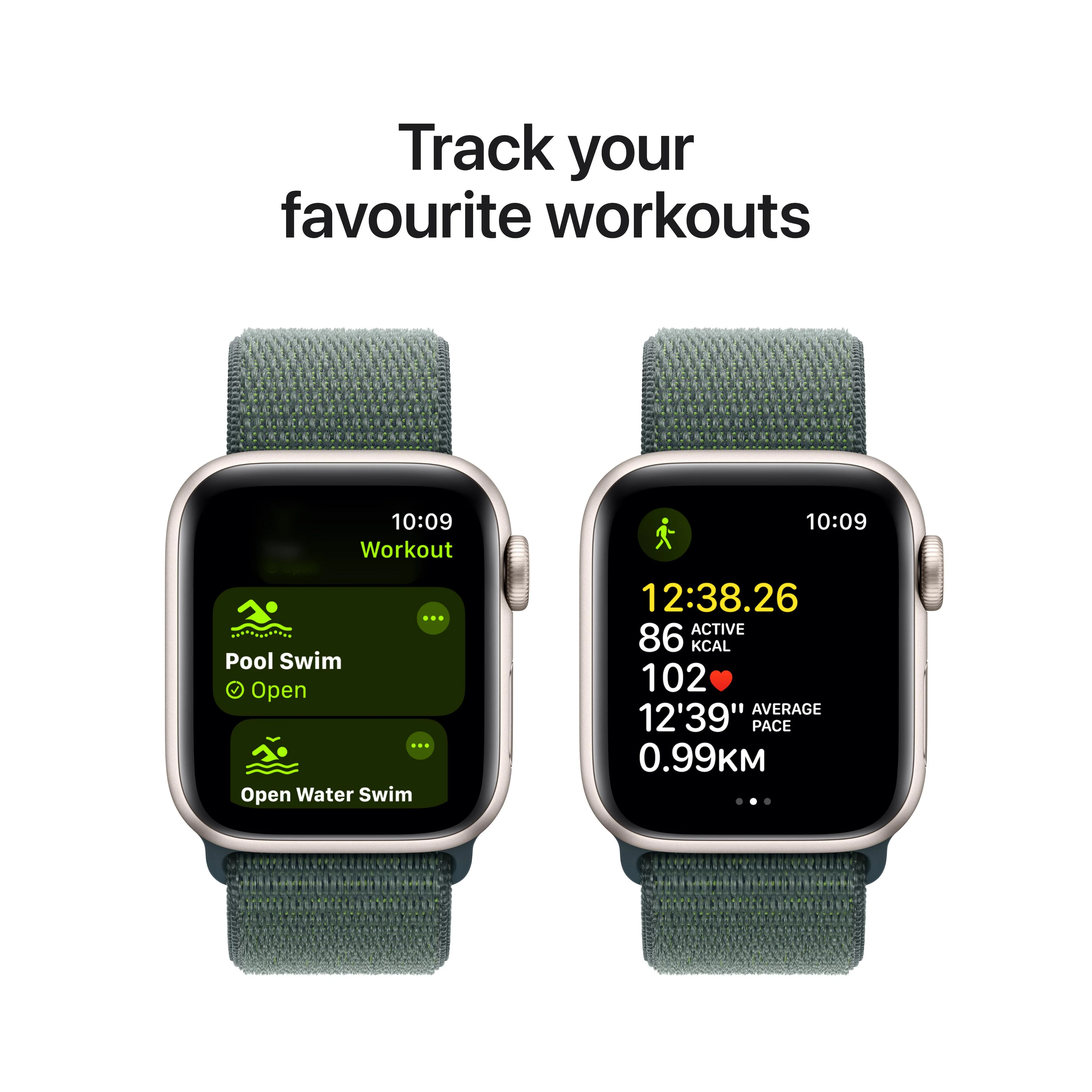 Apple Watch SE GPS + Cellular 40mm Starlight Aluminium Case with Lake Green Sport Loop - Image 6