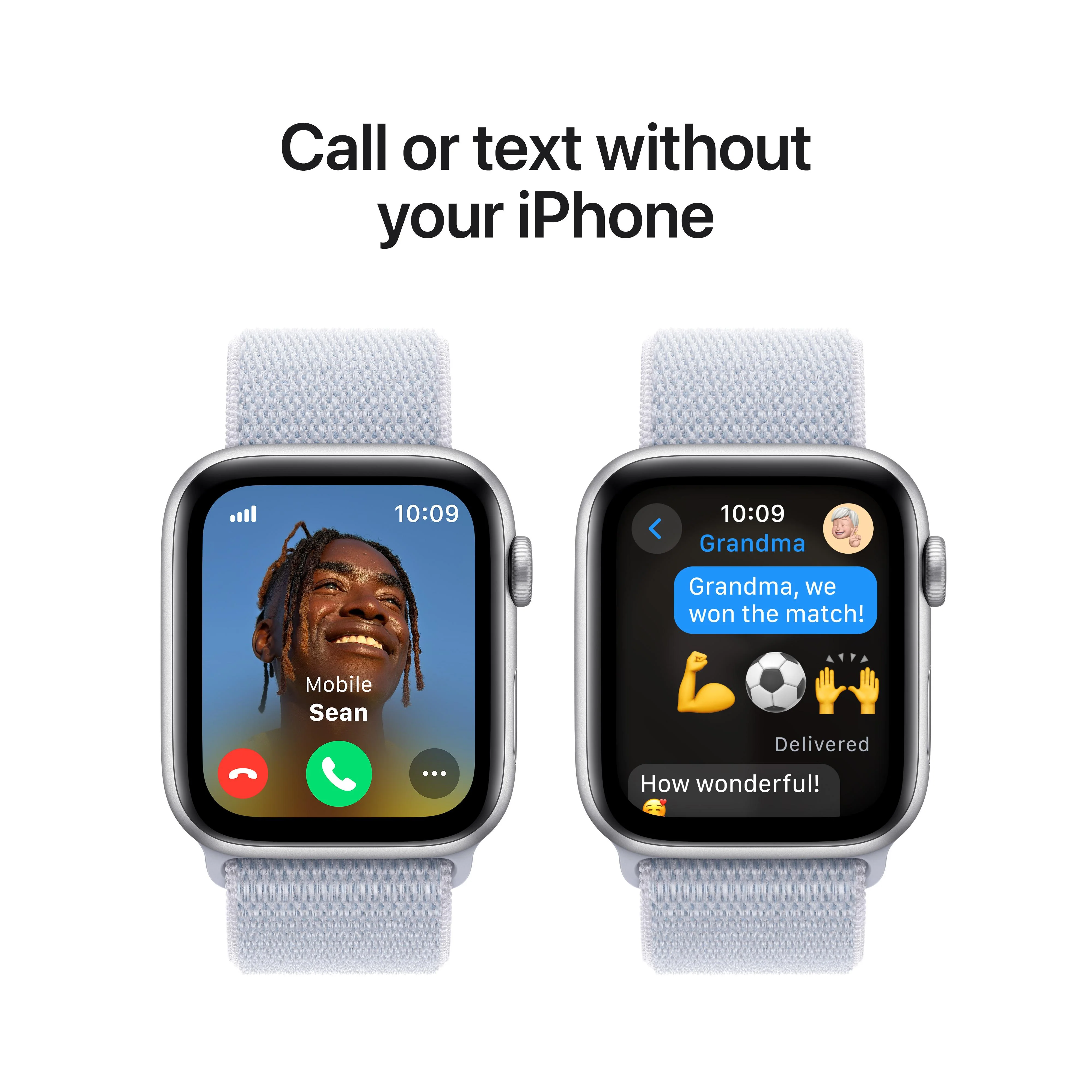 Apple Watch SE GPS + Cellular 44mm Silver Aluminium Case with Blue Cloud Sport Loop - Image 4