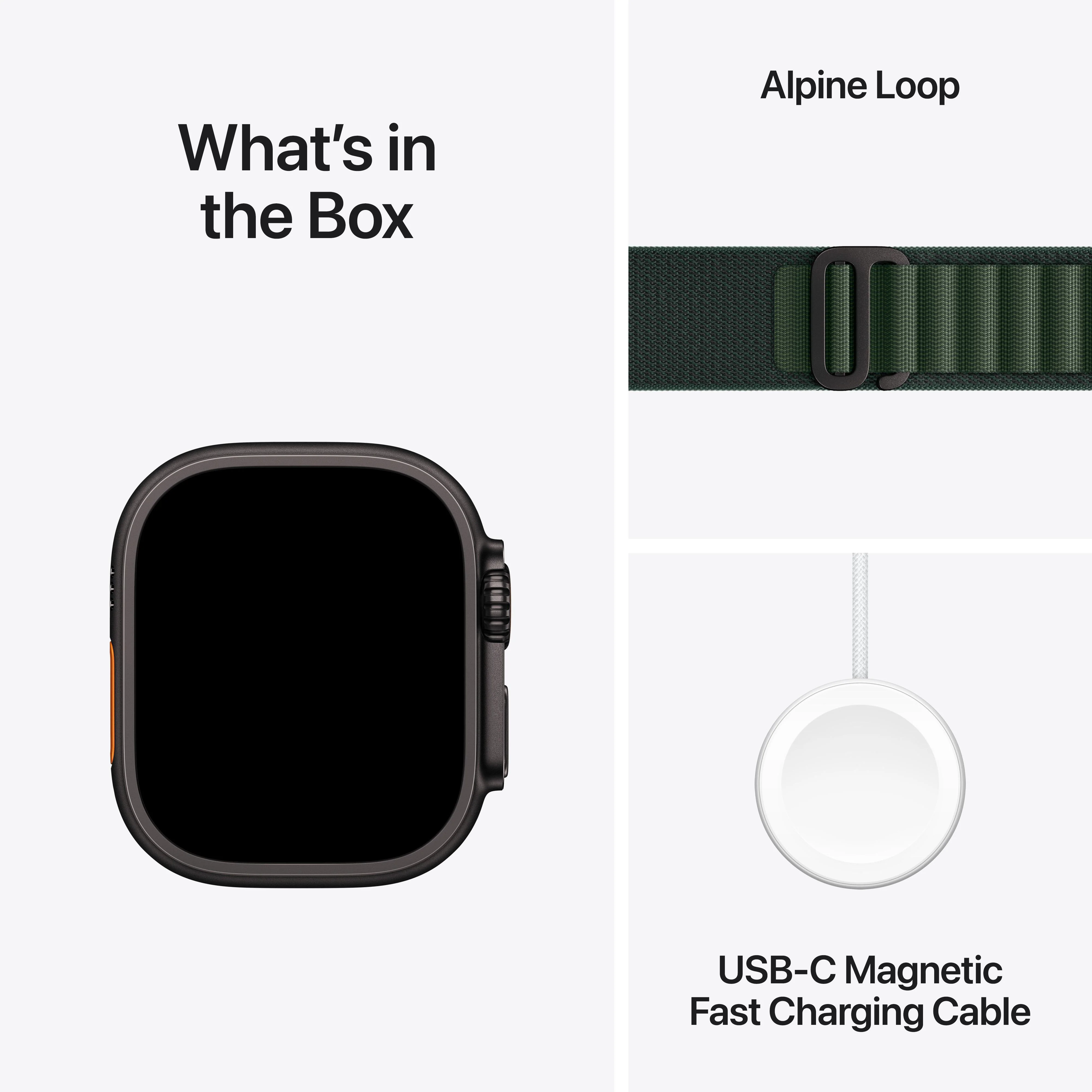 Apple Watch Ultra 2 GPS + Cellular 49mm Black Titanium Case with Dark Green Alpine Loop - M - Image 9