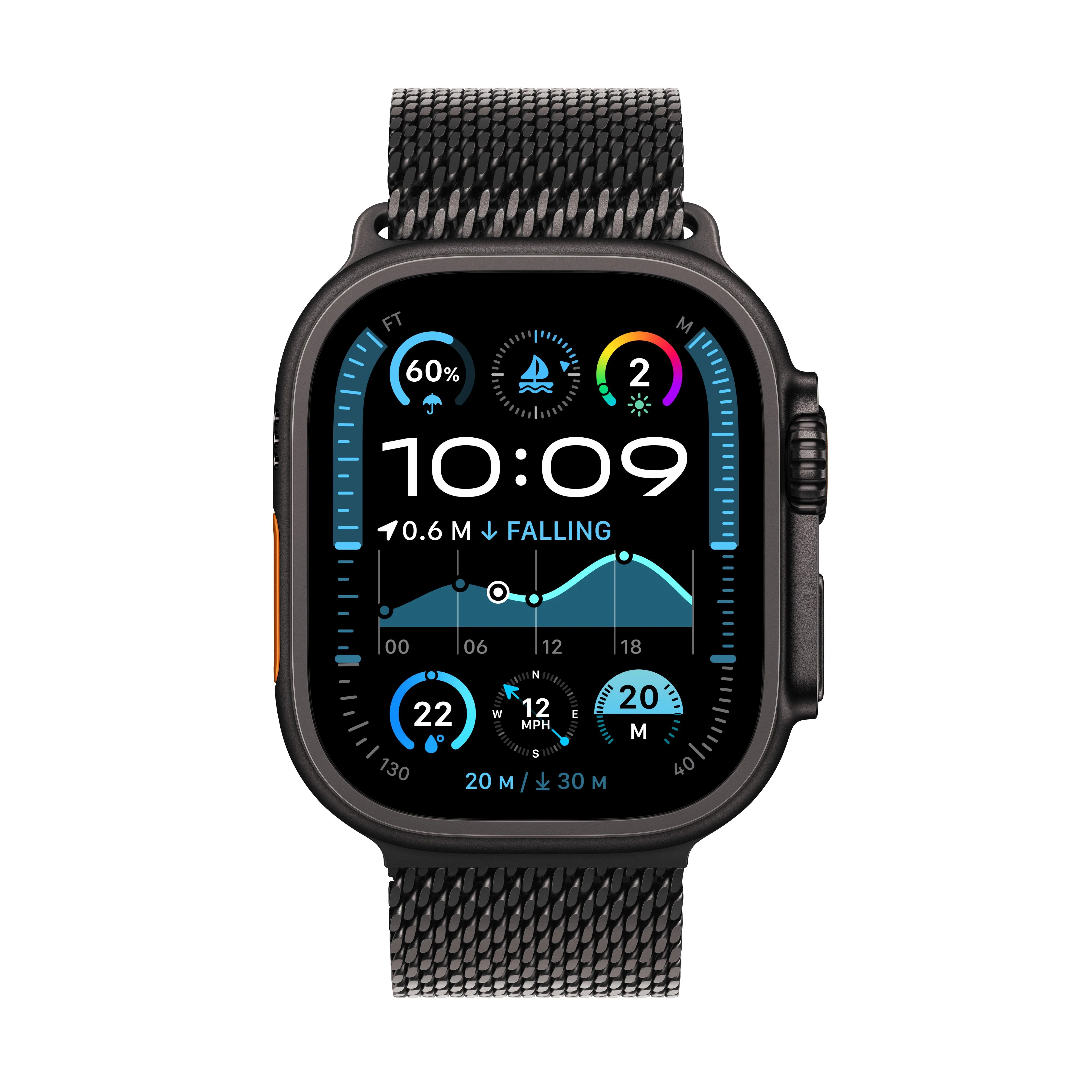 Apple Watch Ultra 2 GPS + Cellular 49mm Black Titanium Case with Black Titanium Milanese Loop - Large - Image 2