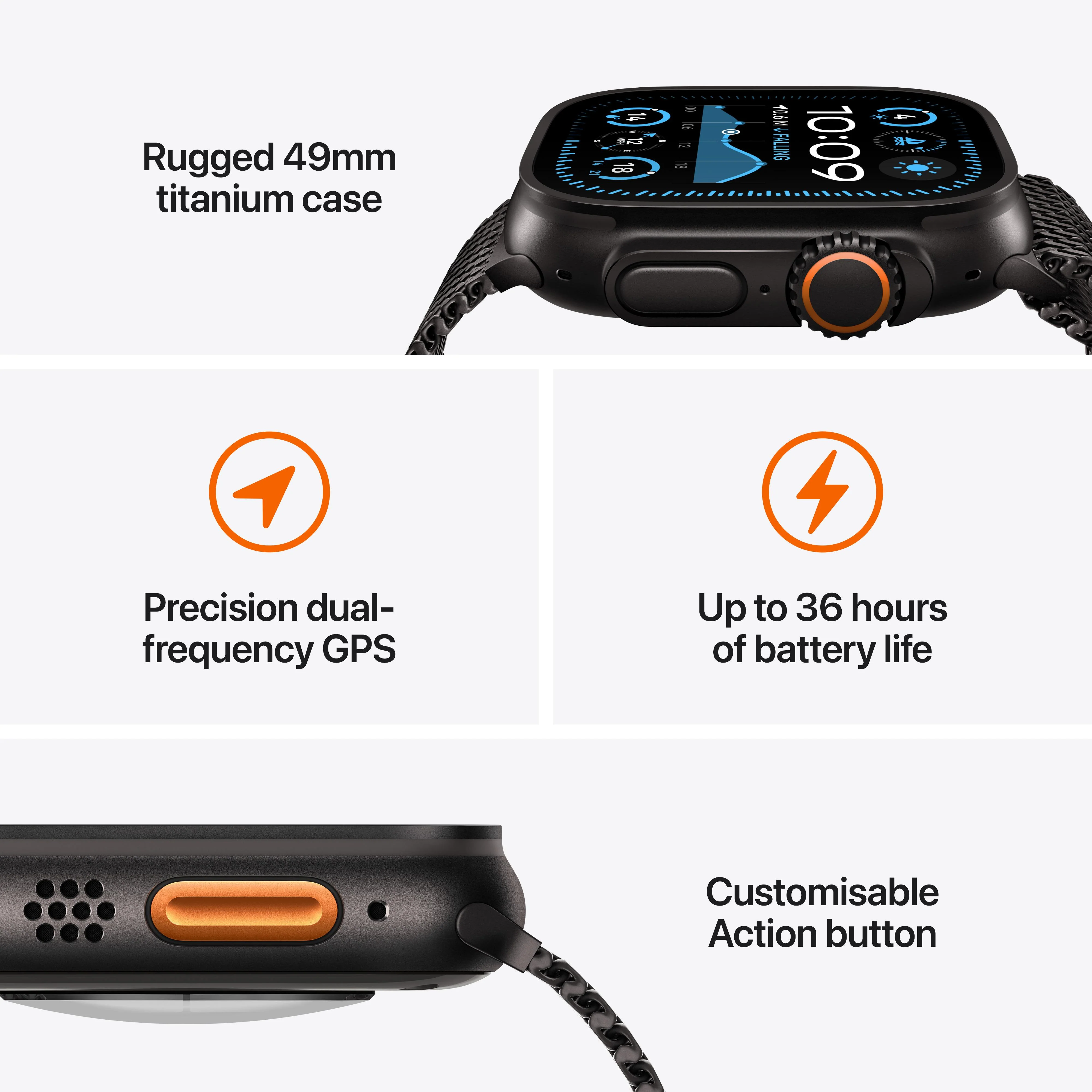 Apple Watch Ultra 2 GPS + Cellular 49mm Natural Titanium Case with Blue Trail Loop - S/M - Image 3