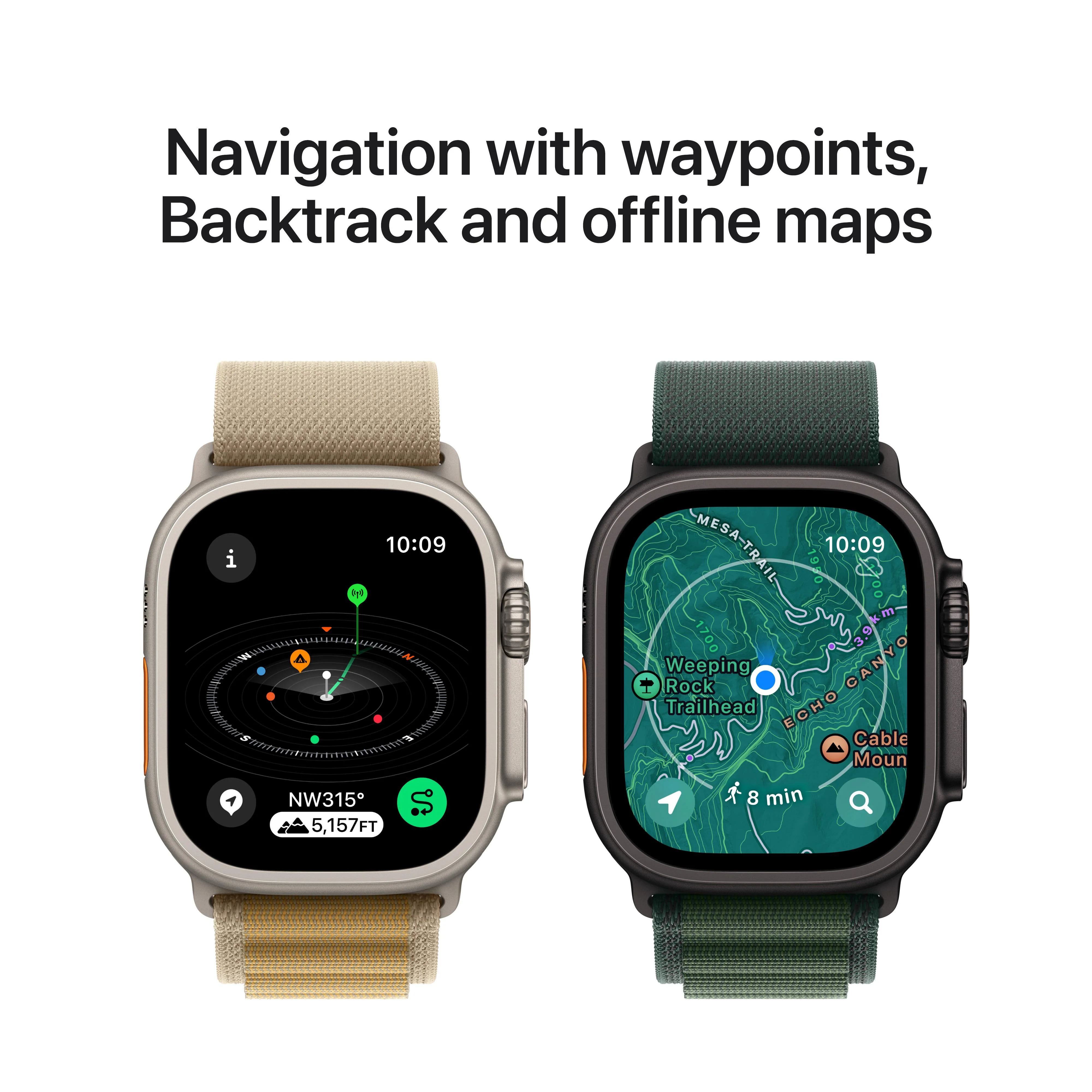 Apple Watch Ultra 2 GPS + Cellular 49mm Natural Titanium Case with Blue Trail Loop - S/M - Image 6