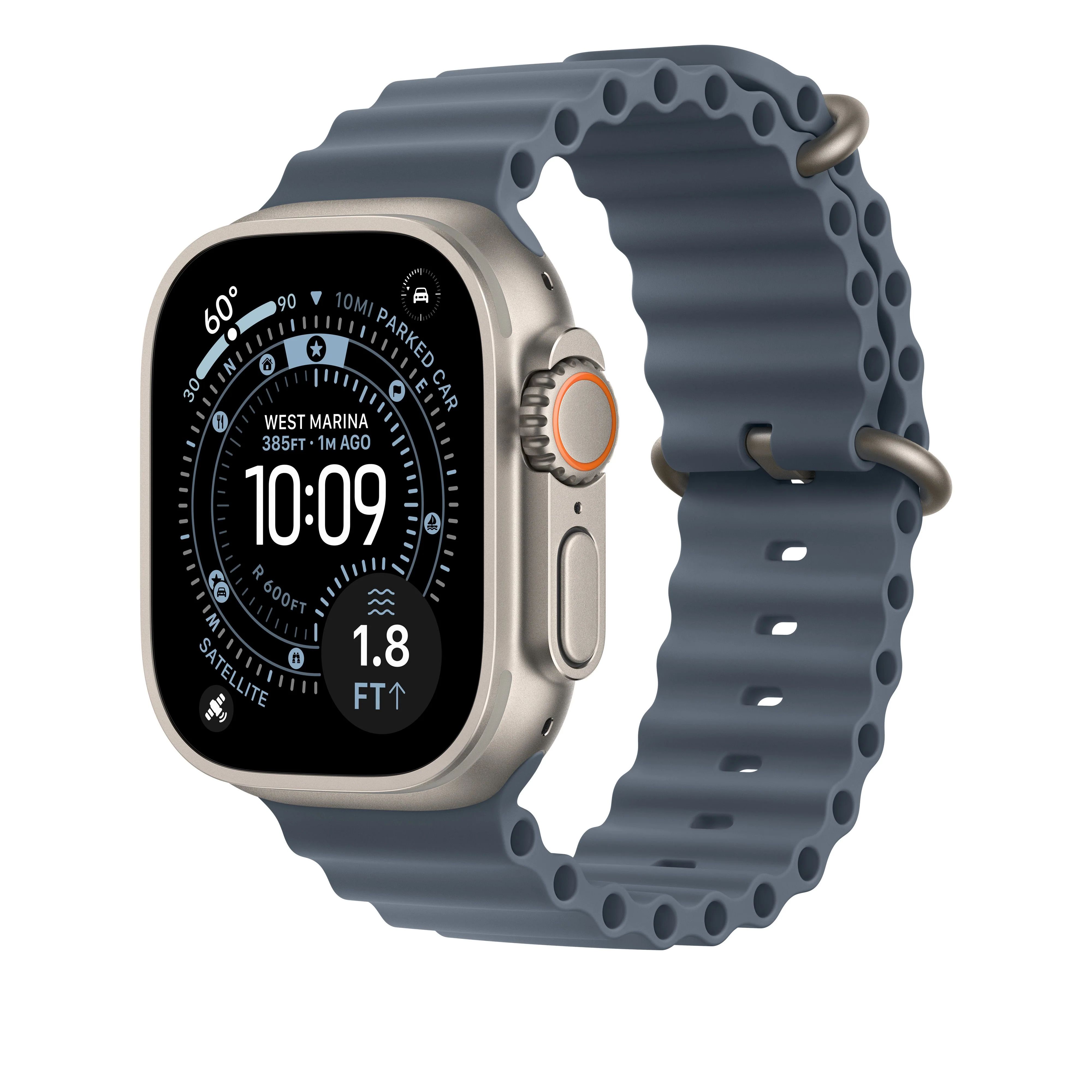 49mm Anchor Blue Ocean Band - Natural Titanium Finish - Image 2