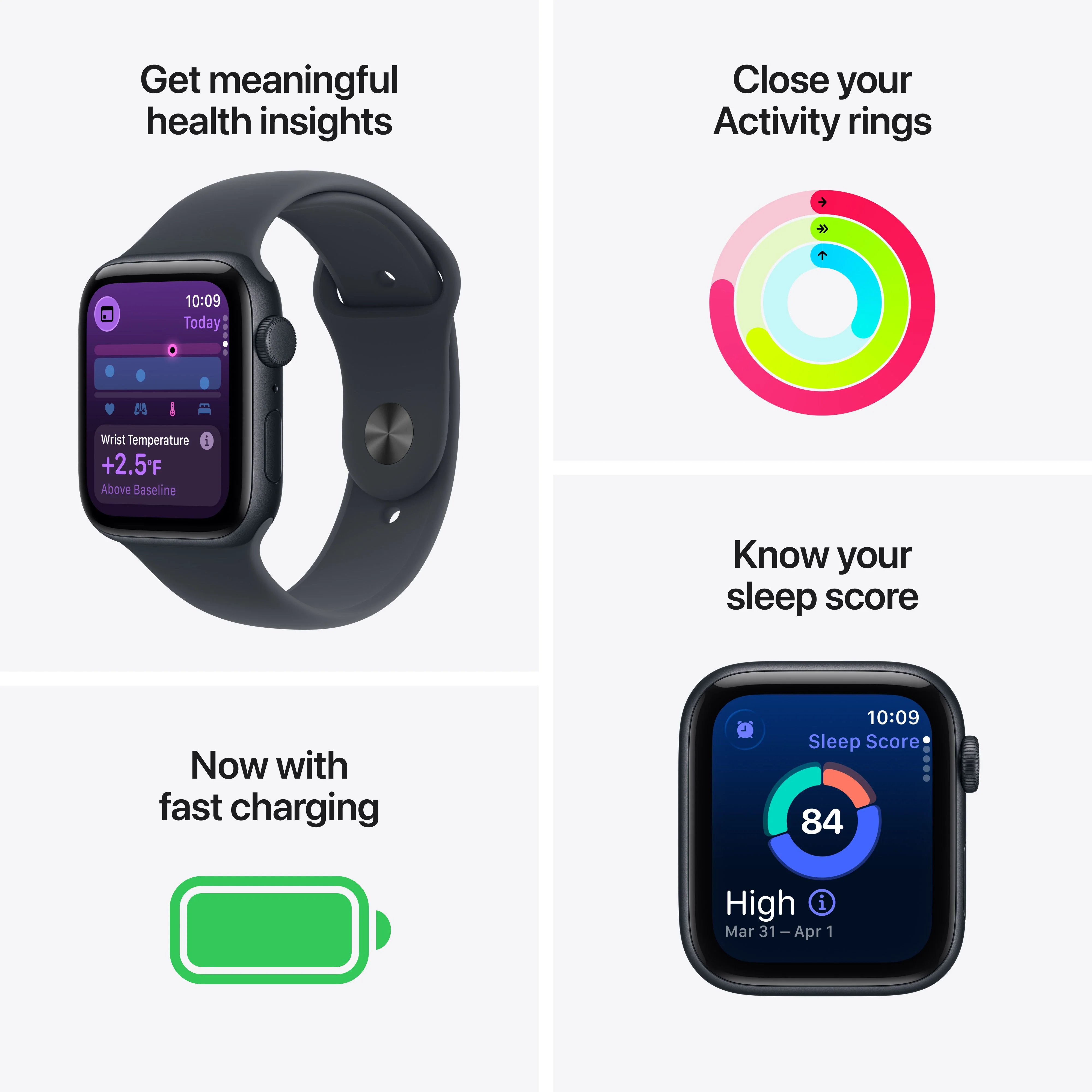 Apple Watch SE 3 GPS 44mm Starlight Aluminium Case with Starlight Sport Band - S/M - Image 3