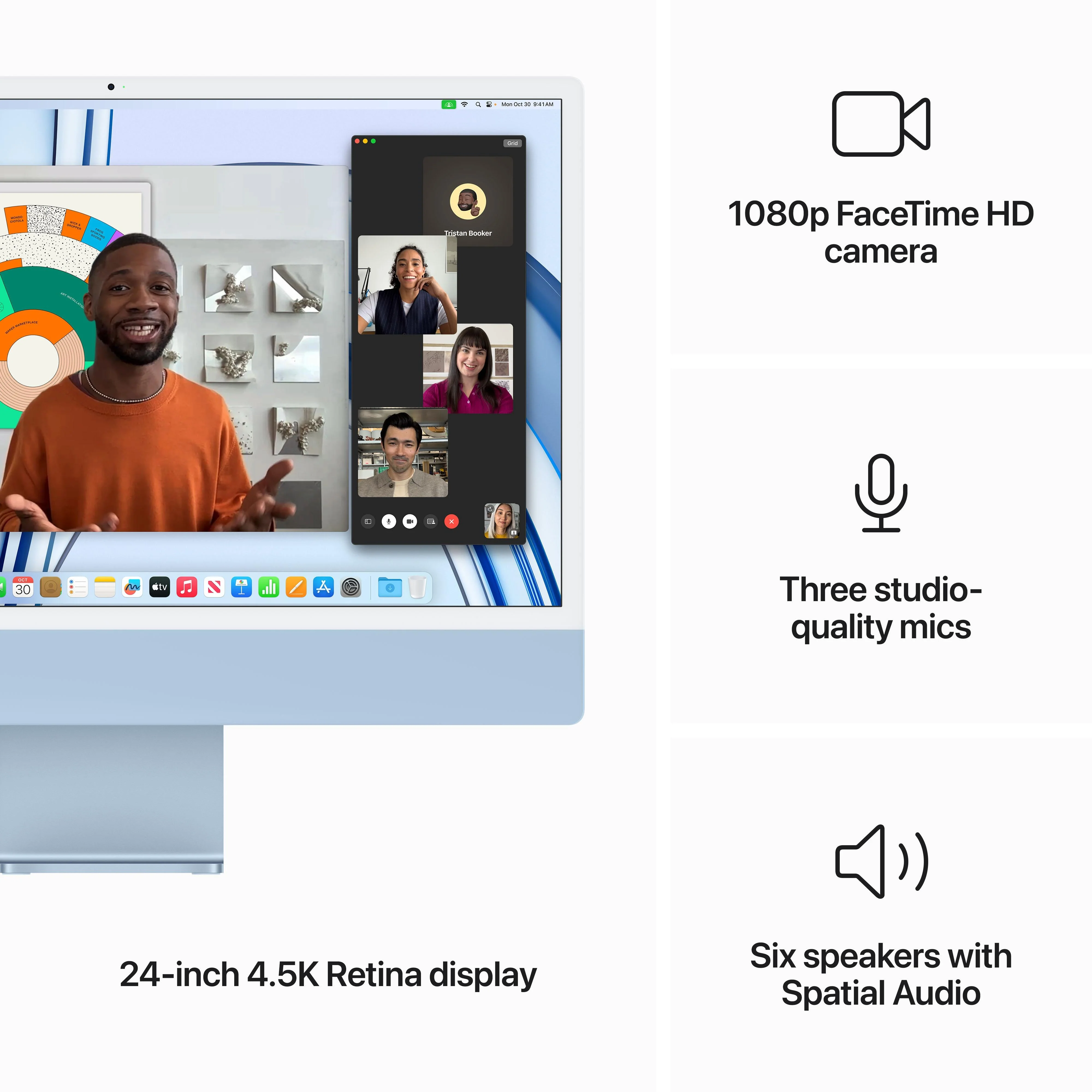 24-inch iMac with Retina 4.5K display: Apple M3 chip with 8‑core CPU and 10‑core GPU, 256GB SSD - Blue - Image 5