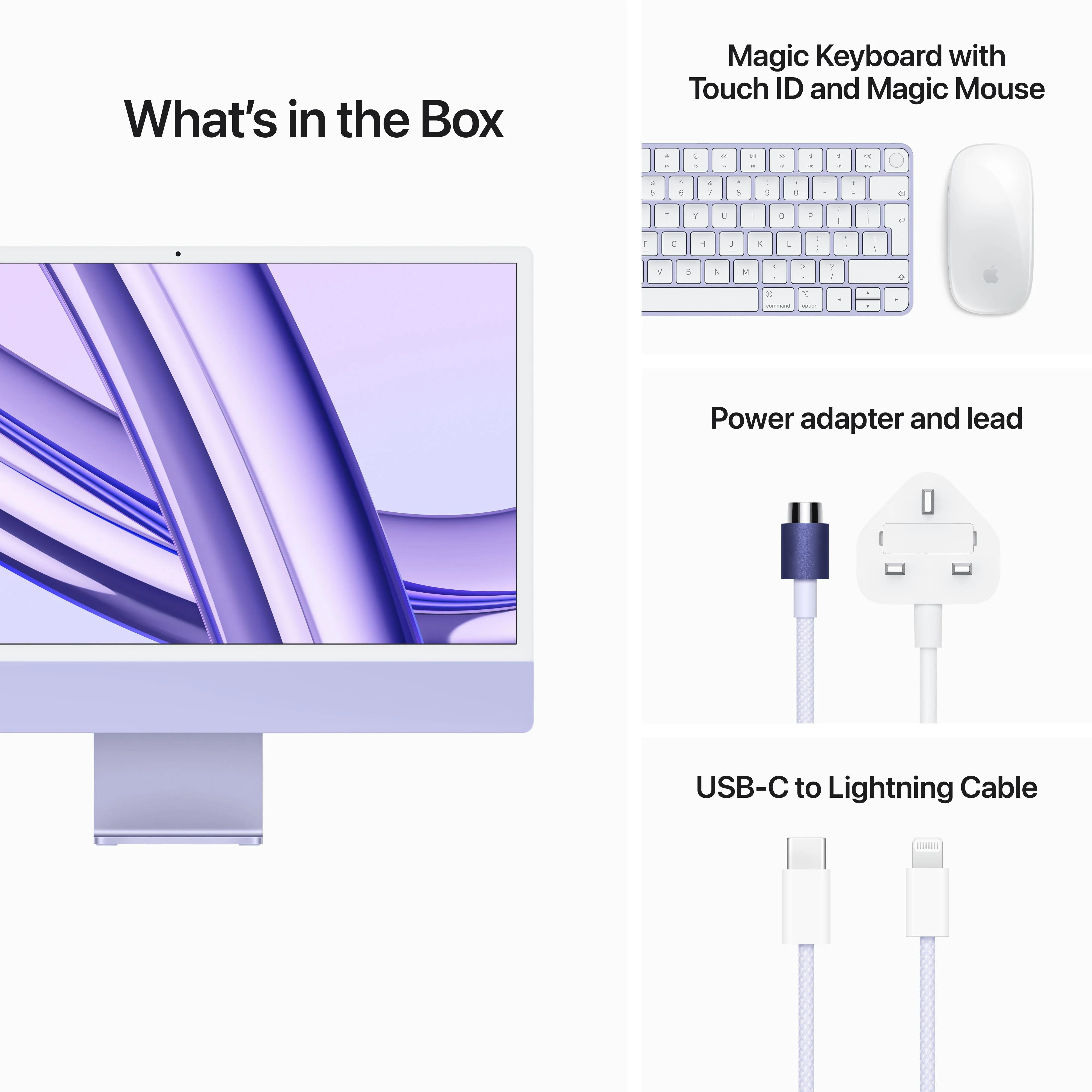 24-inch iMac with Retina 4.5K display: Apple M3 chip with 8‑core CPU and 10‑core GPU, 256GB SSD - Purple - Image 9