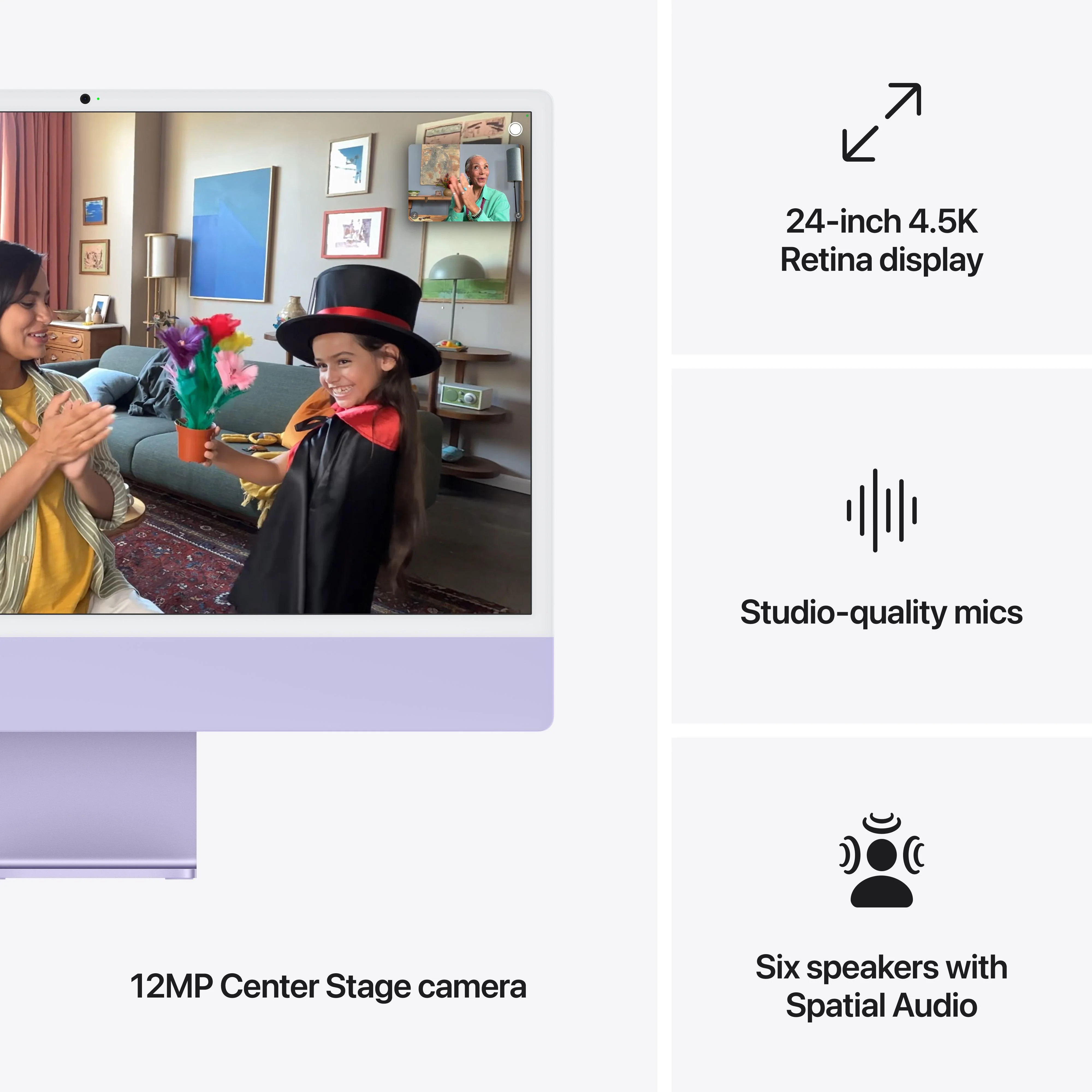 24-inch iMac with Retina 4.5K display: Apple M4 chip with 10-core CPU and 10-core GPU, 256GB SSD - Purple - Image 7