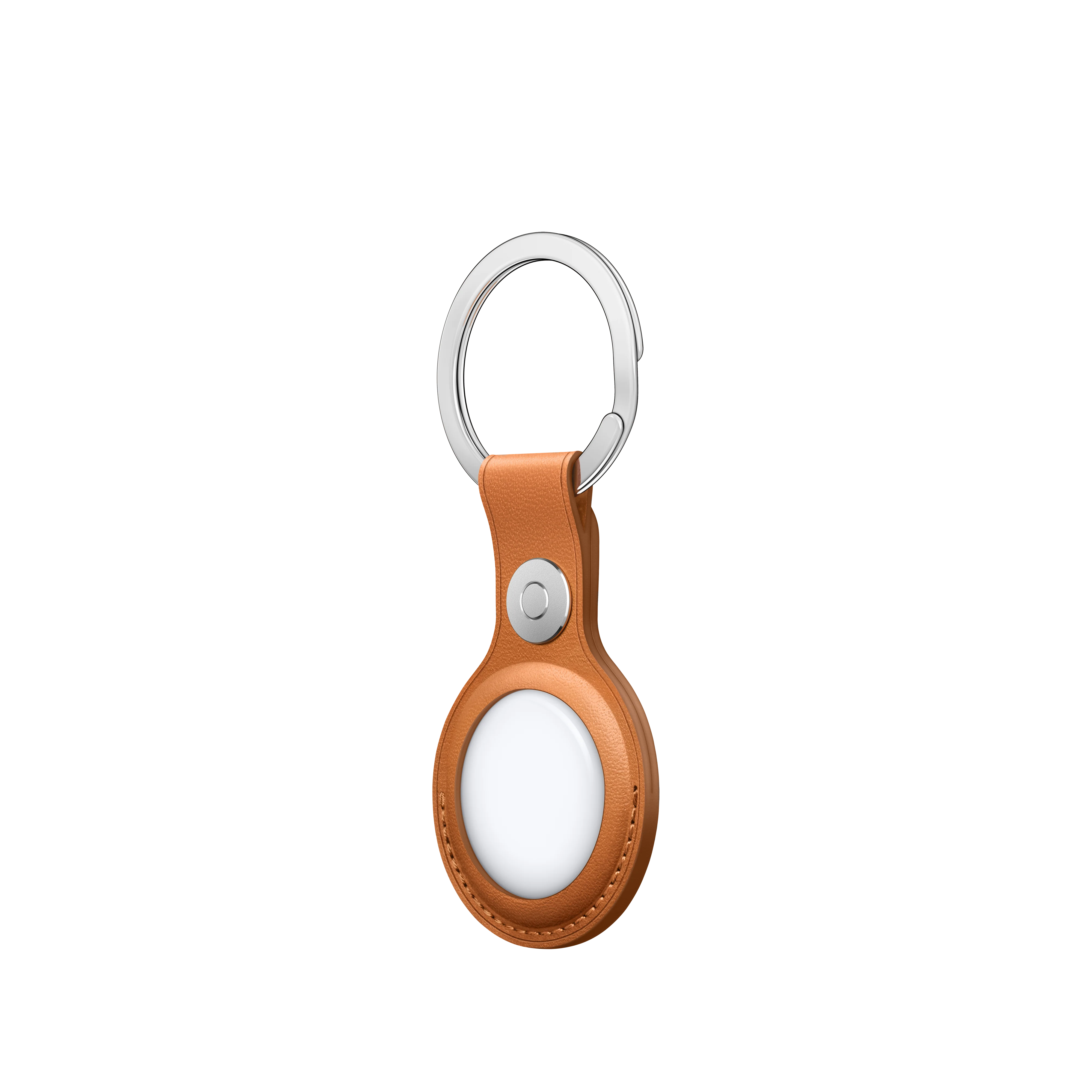 AirTag Leather Key Ring – Golden Brown - Image 3