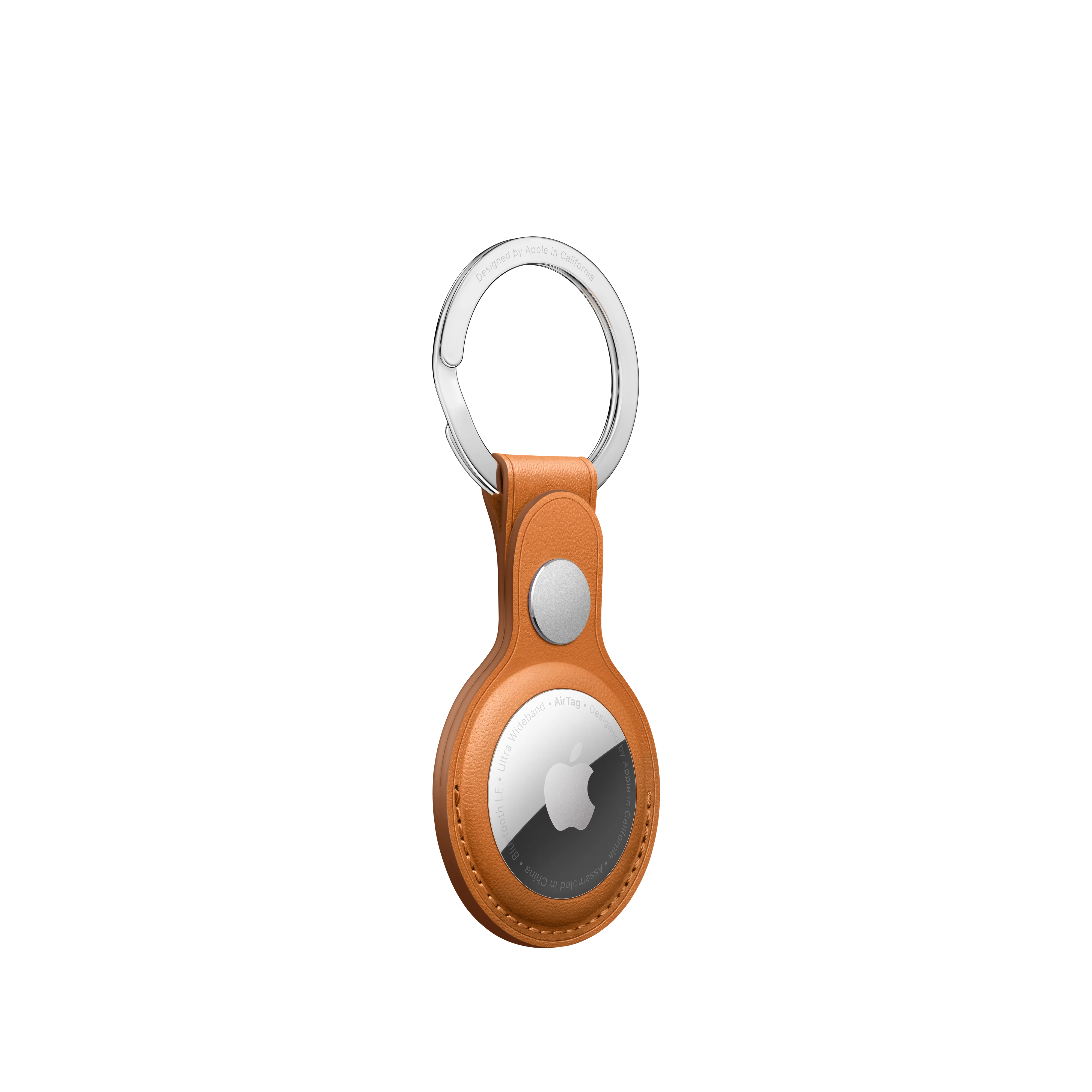 AirTag Leather Key Ring – Golden Brown - Image 4