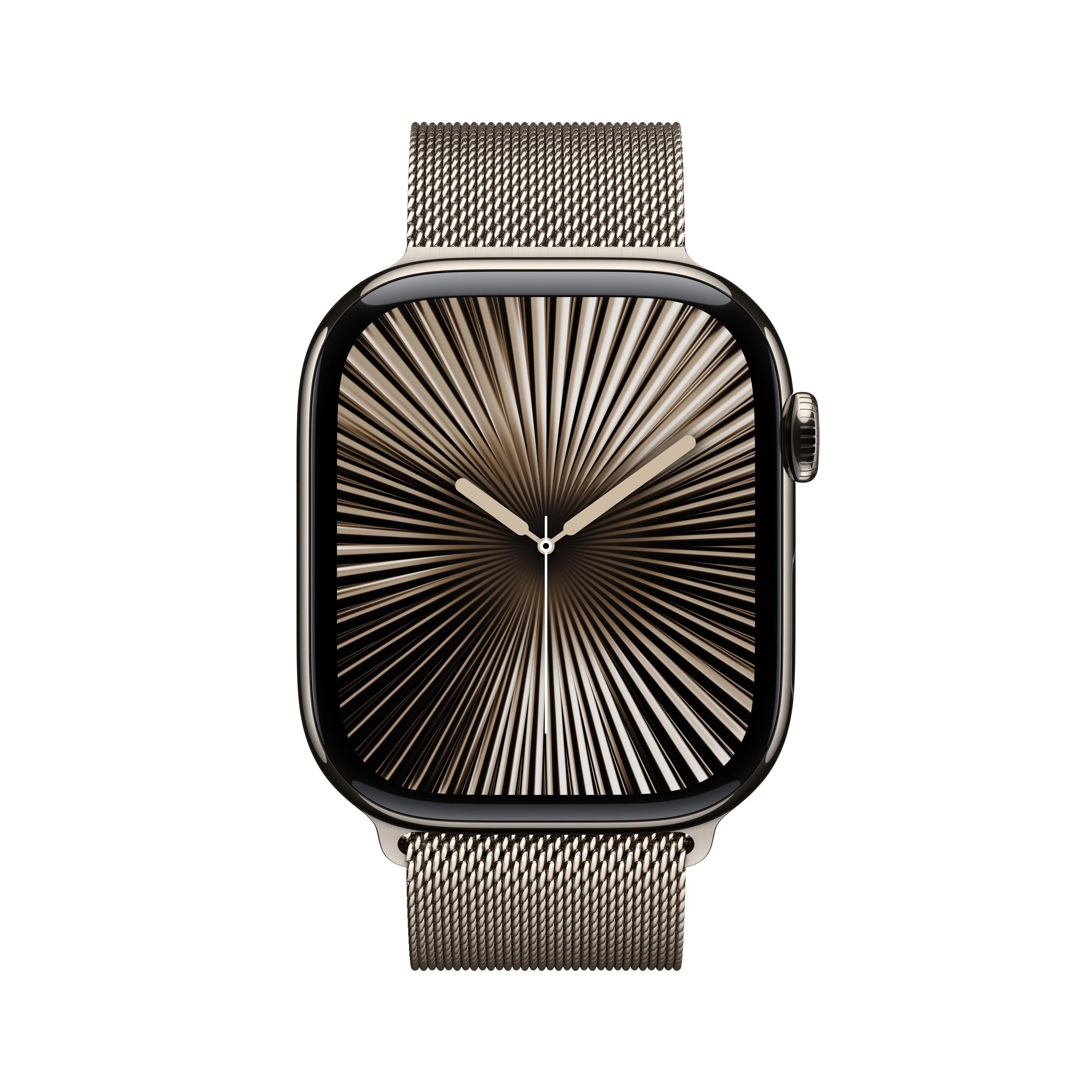 Apple Watch Series 10 GPS + Cellular 46mm Natural Titanium Case with Natural Milanese Loop - M/L - Image 2