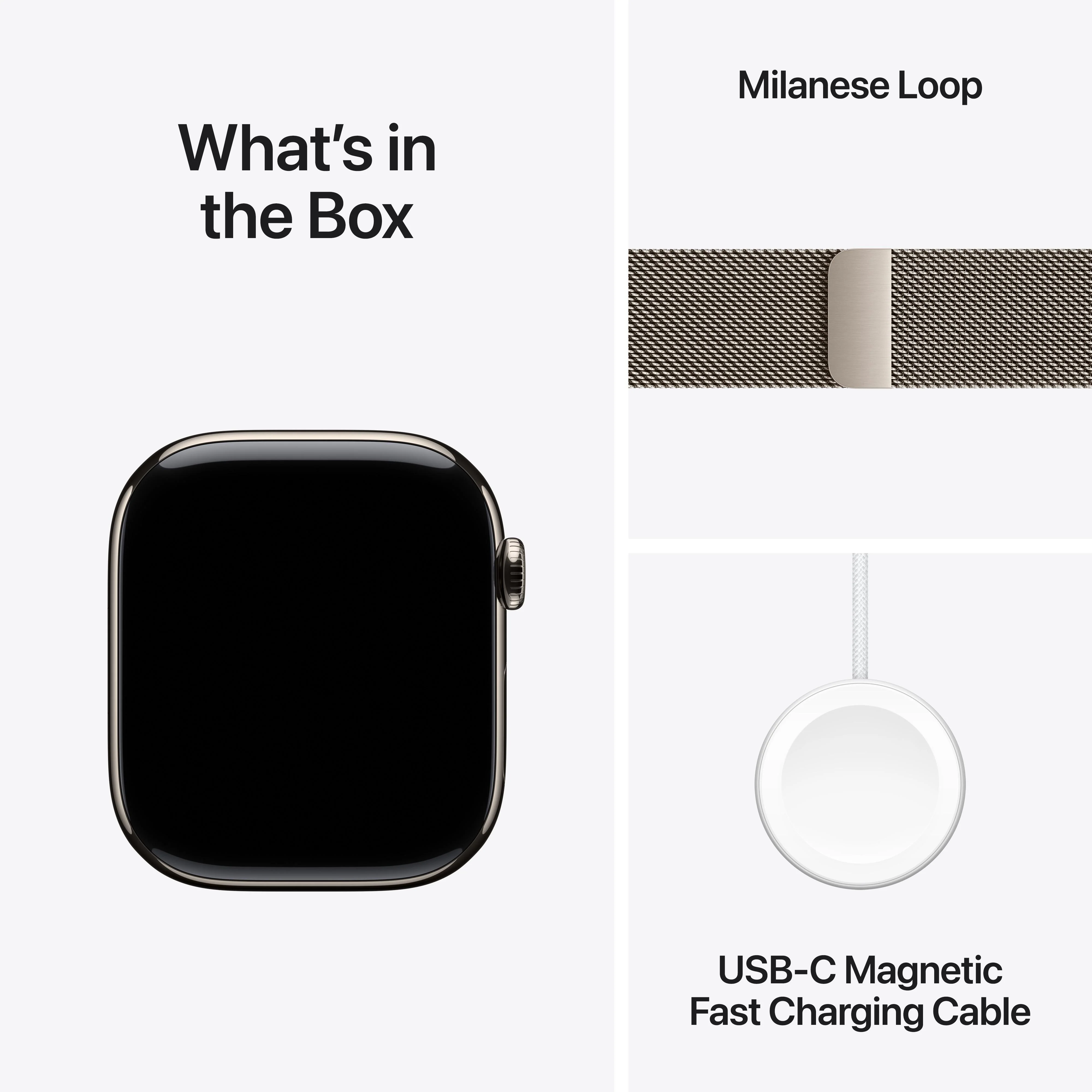 Apple Watch Series 10 GPS + Cellular 46mm Natural Titanium Case with Natural Milanese Loop - M/L - Image 9