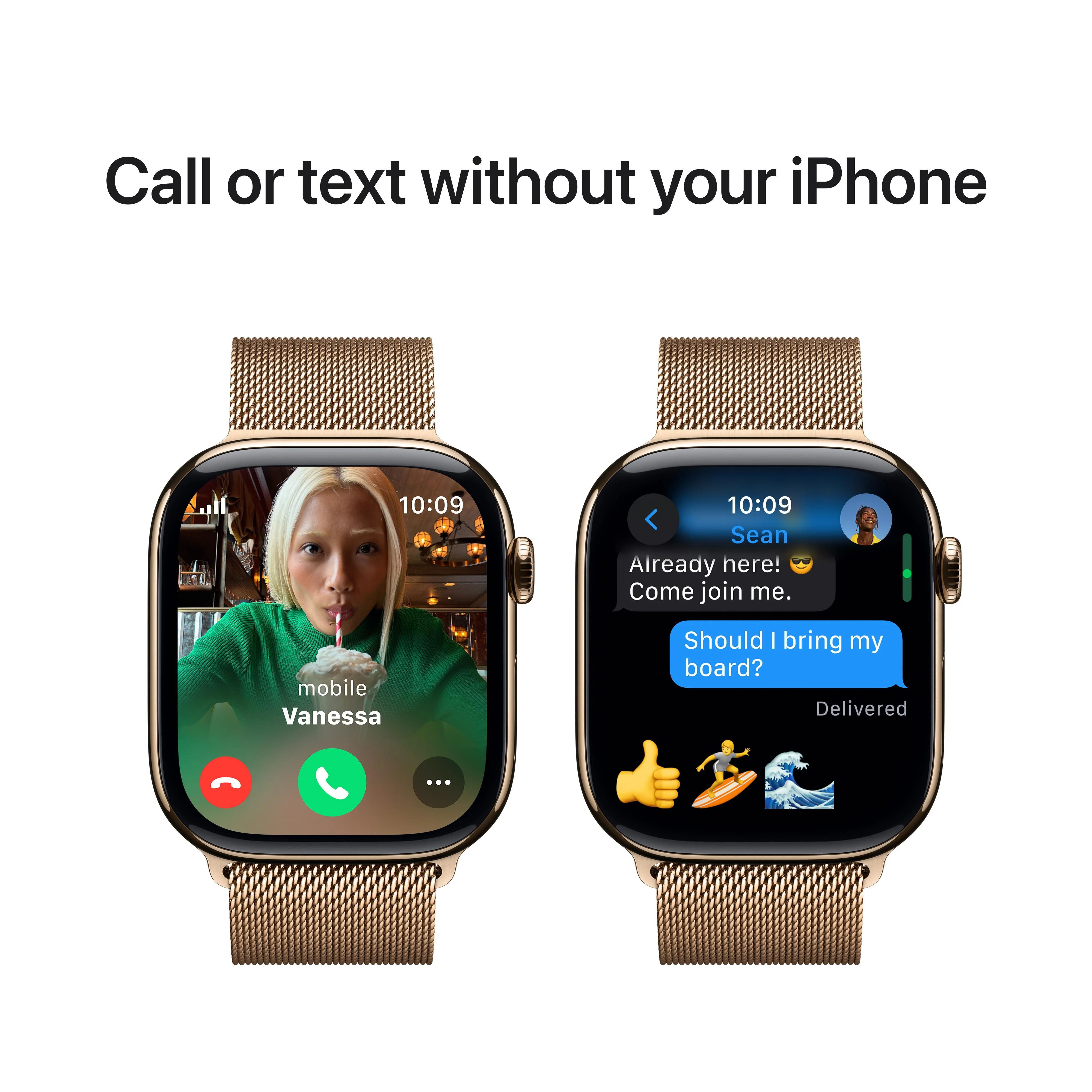 Apple Watch Series 10 GPS + Cellular 46mm Gold Titanium Case with Gold Milanese Loop - M/L - Image 7